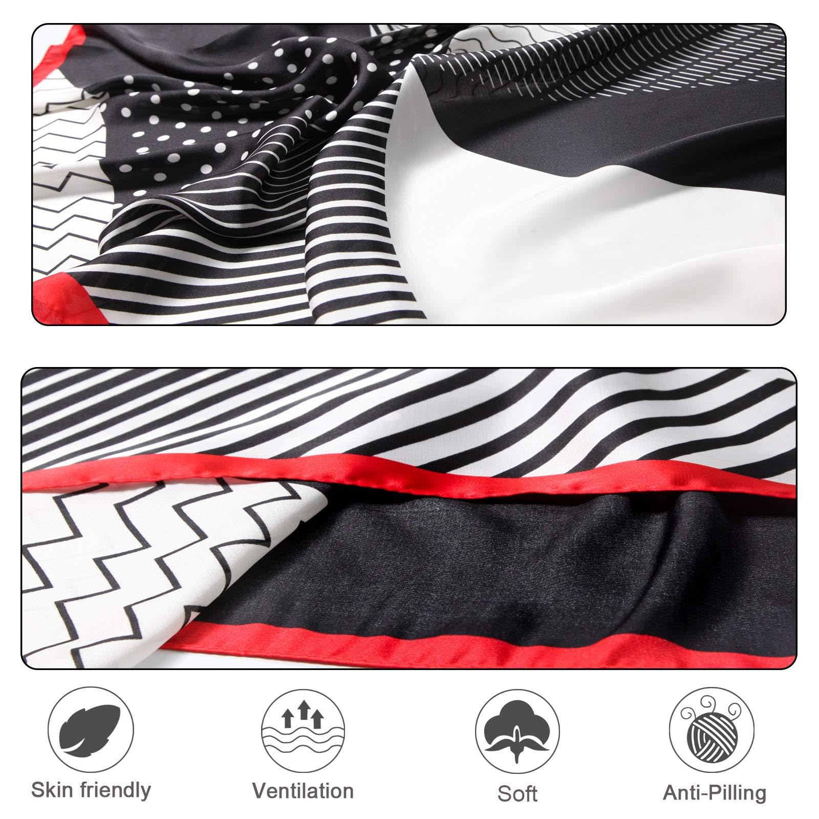 MEANBEAUTY 27.5 Inch Square Silk-Like Head Scarf for Women - Satin Bandana Headwrap & Neck Scarf - Perfect for Church, Beach, Fashion & Hair Protection