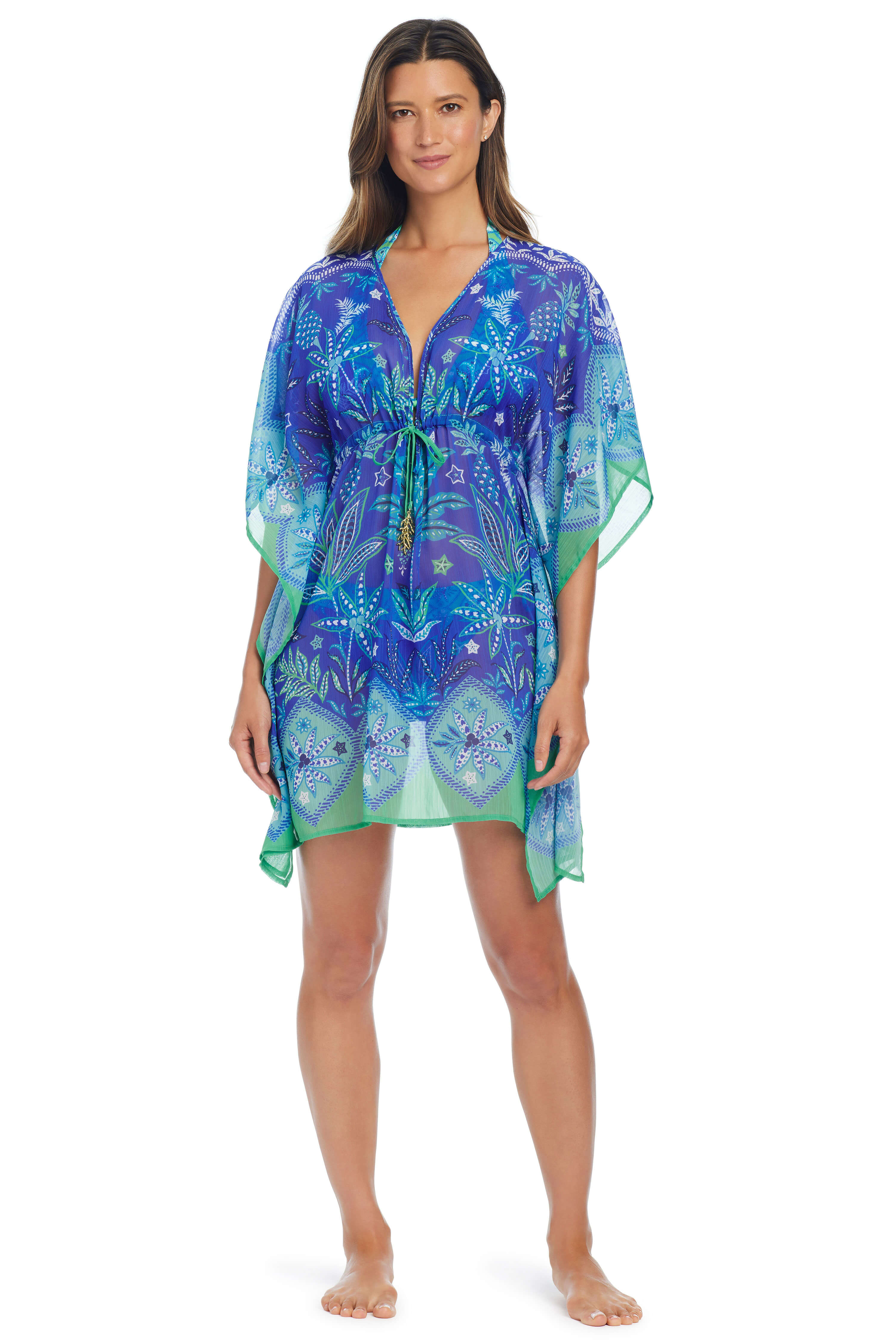 Desert Bloom Chiffon Caftan Dress - Flowy Summer Beach Cover Up, Boho Maxi Dress for Women - Perfect for Vacation, Poolside, and Resort Wear