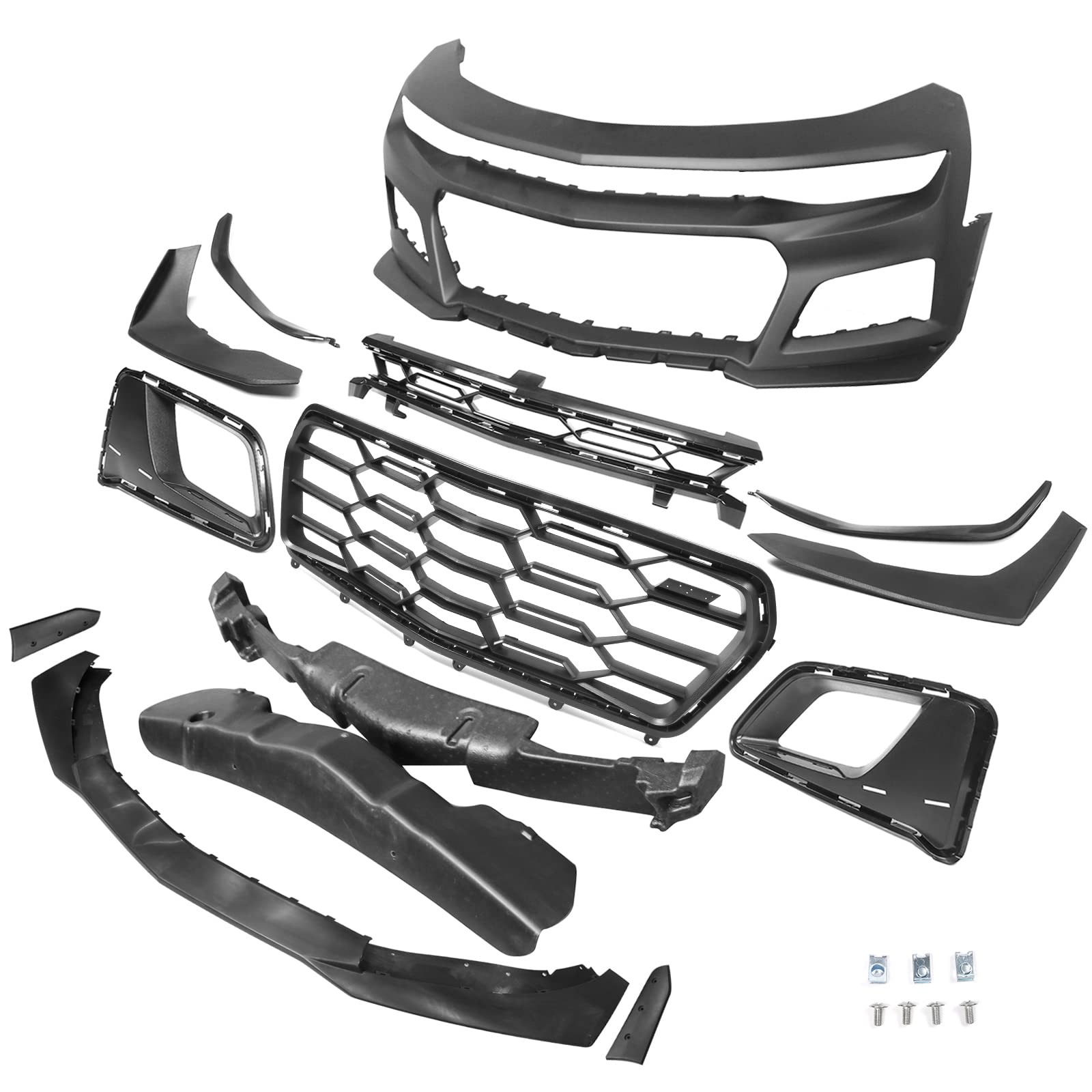 Freemotor802 Front Bumper for 2019-2024 Chevy Camaro - ZL1 1LE Style PP Replacement (Unpainted Black) - Perfect for Upgrades & Protection