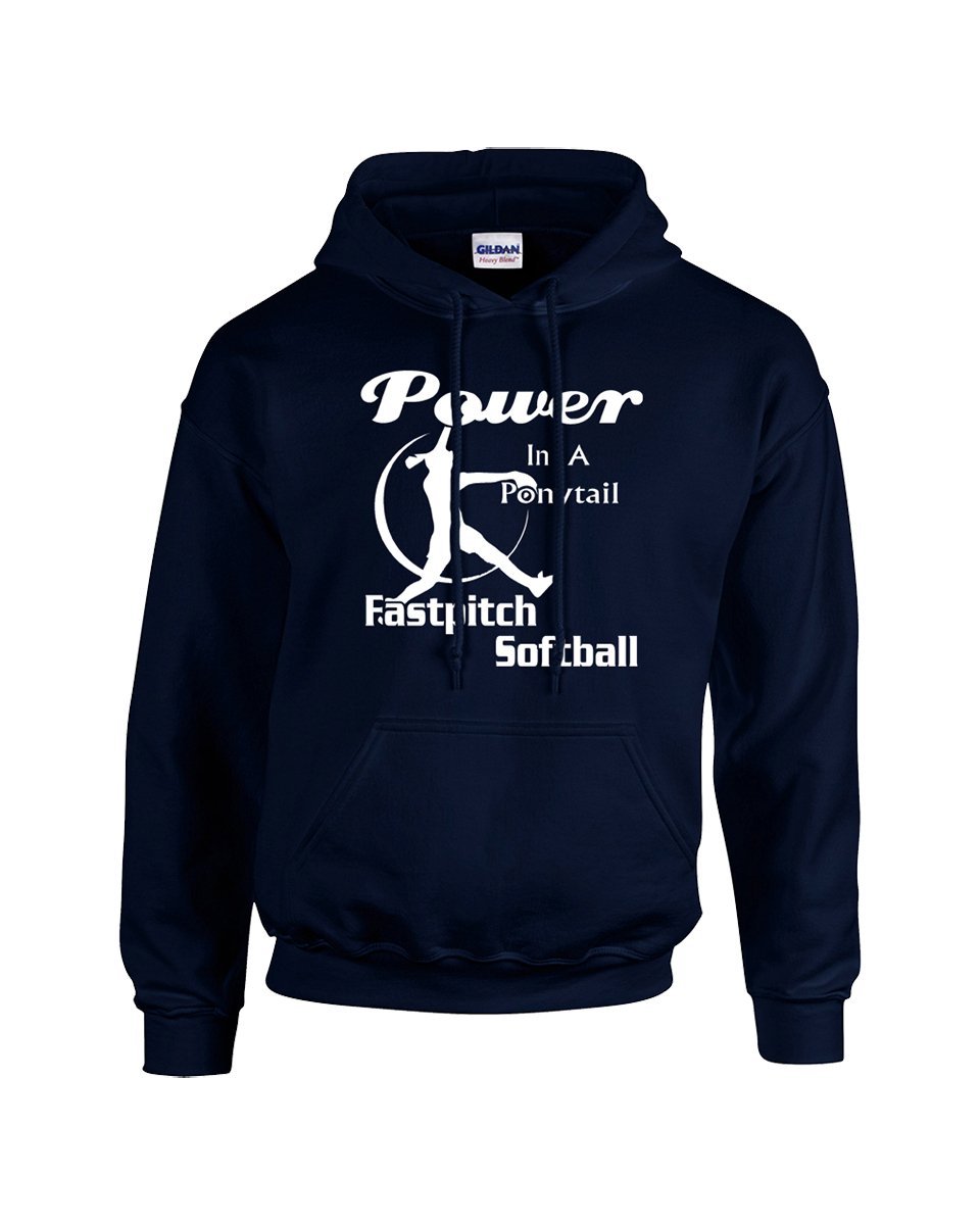 Power in A Ponytail Softball Hooded Sweatshirt - Comfortable Women's Athletic Pullover for Training & Games