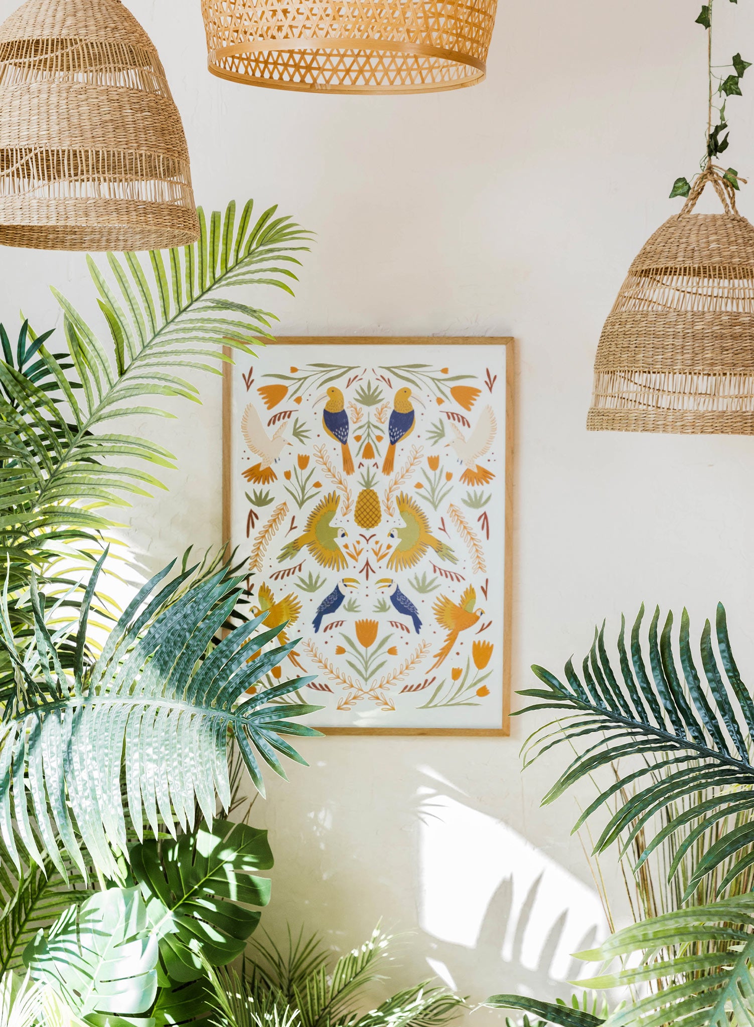 Birds in Paradise Poster - Vibrant Tropical Bird Wall Art for Home & Office Decor - Perfect for Living Room, Bedroom, or Classroom Decoration