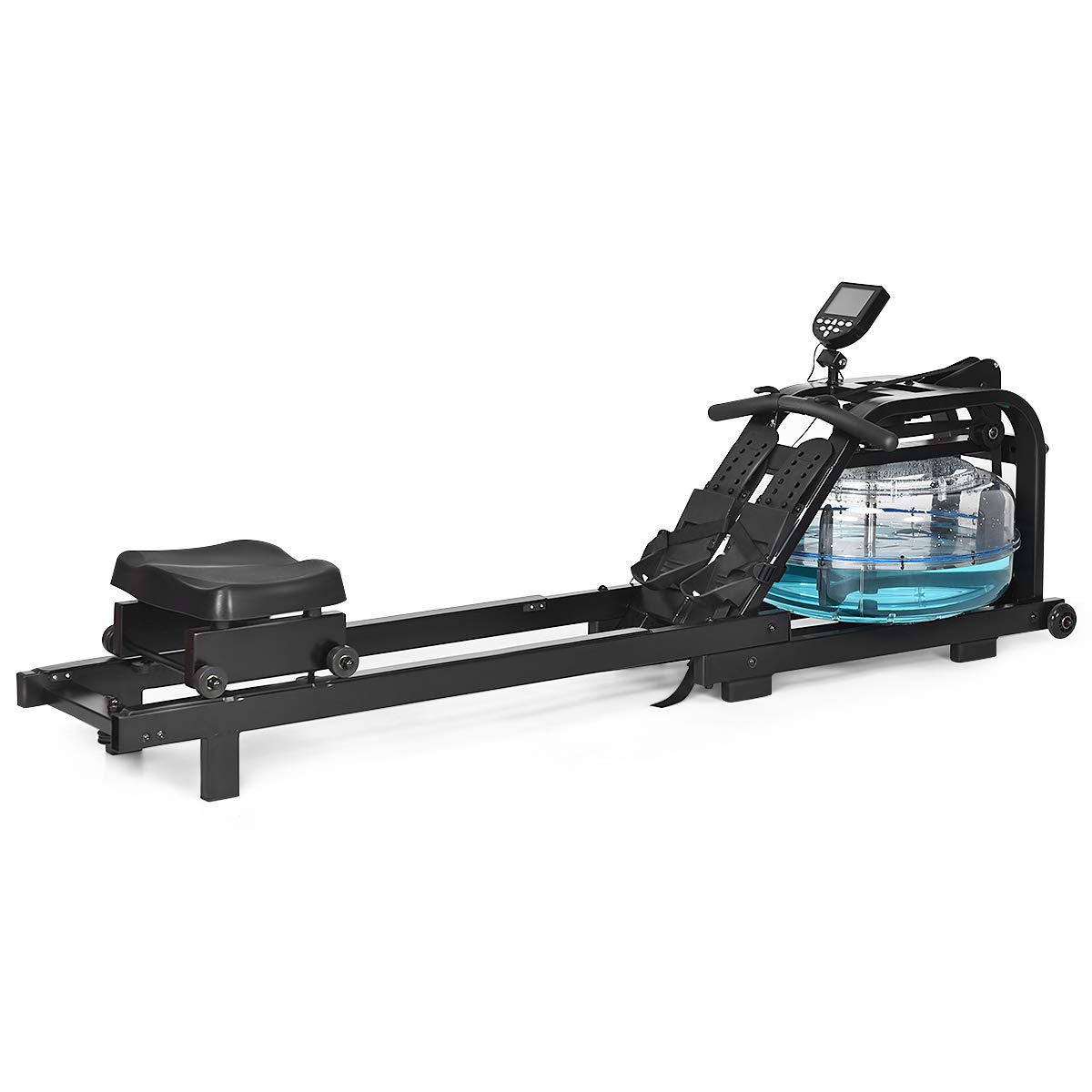 GYMAX Water Rowing Machine for Home Gym - Adjustable Resistance Rower with LCD Monitor | Portable Full Body Workout Equipment for Cardio Training | Perfect for Home Fitness, Small Spaces & Low-Impact Exercise