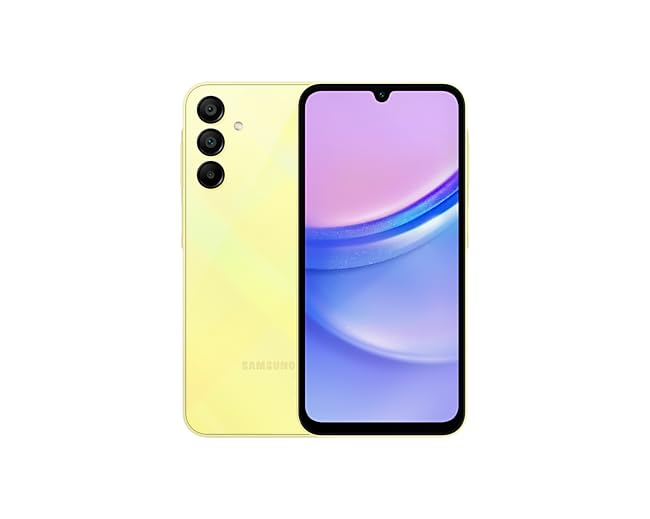 SAMSUNG Galaxy A15 128GB 6GB RAM Dual SIM Unlocked Smartphone with Ring Grip Case - International GSM Version (Yellow) | Perfect for Travel, Work & Everyday Use