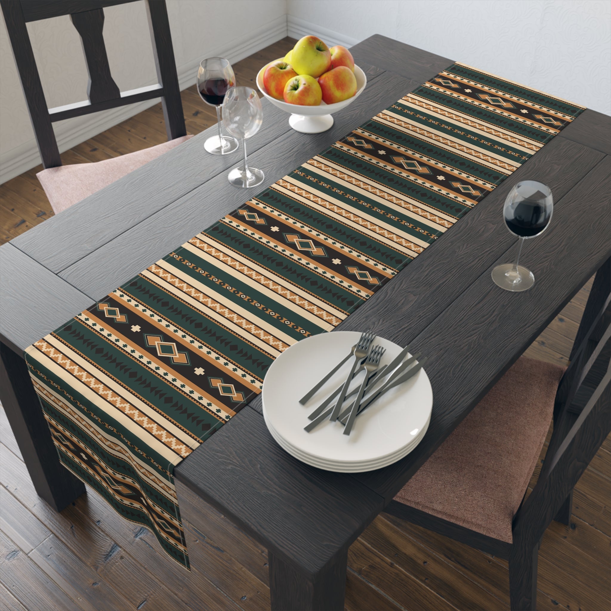 Southwestern Table Runner - Cotton or Polyester, 2 Sizes (36x12 & 72x14 inches) with Rolling Hills Design - Perfect for Dining Room Decor, Kitchen Table Setting & Western Home Decor
