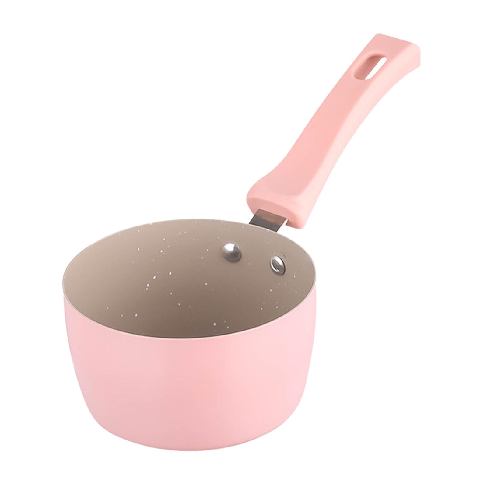 Folpus Stainless Steel Milk Pot - Small Soup & Coffee Warmer for Gas Stove, Pink Medical Stone Design - Perfect for Kitchen, Camping & Medical Use
