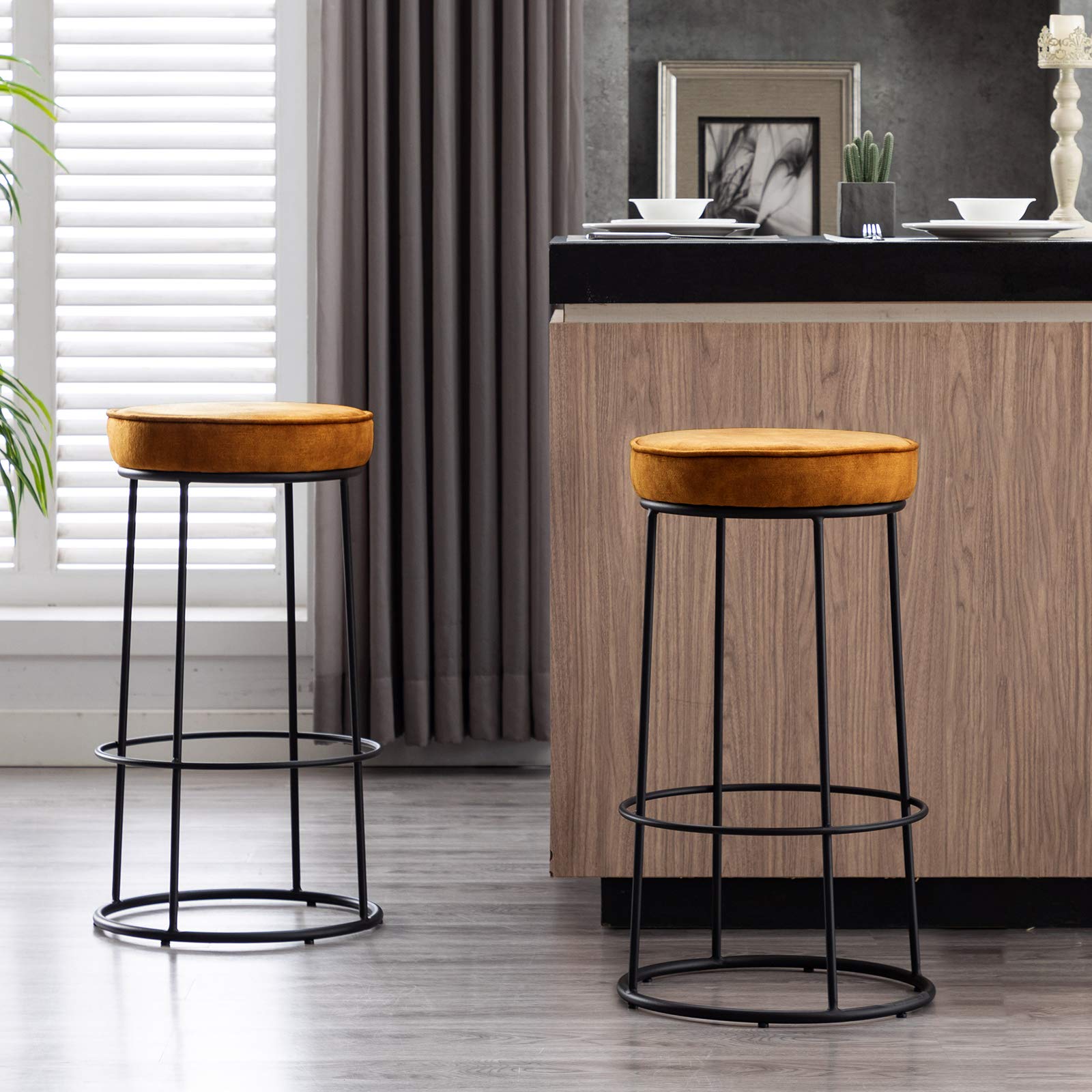 DUHOME 28 Inch Modern Bar Stools Set of 2 - Counter Height Kitchen Stools, Breakfast Dining Chairs in Yellow | Perfect for Kitchen Islands, Breakfast Bars & Small Spaces