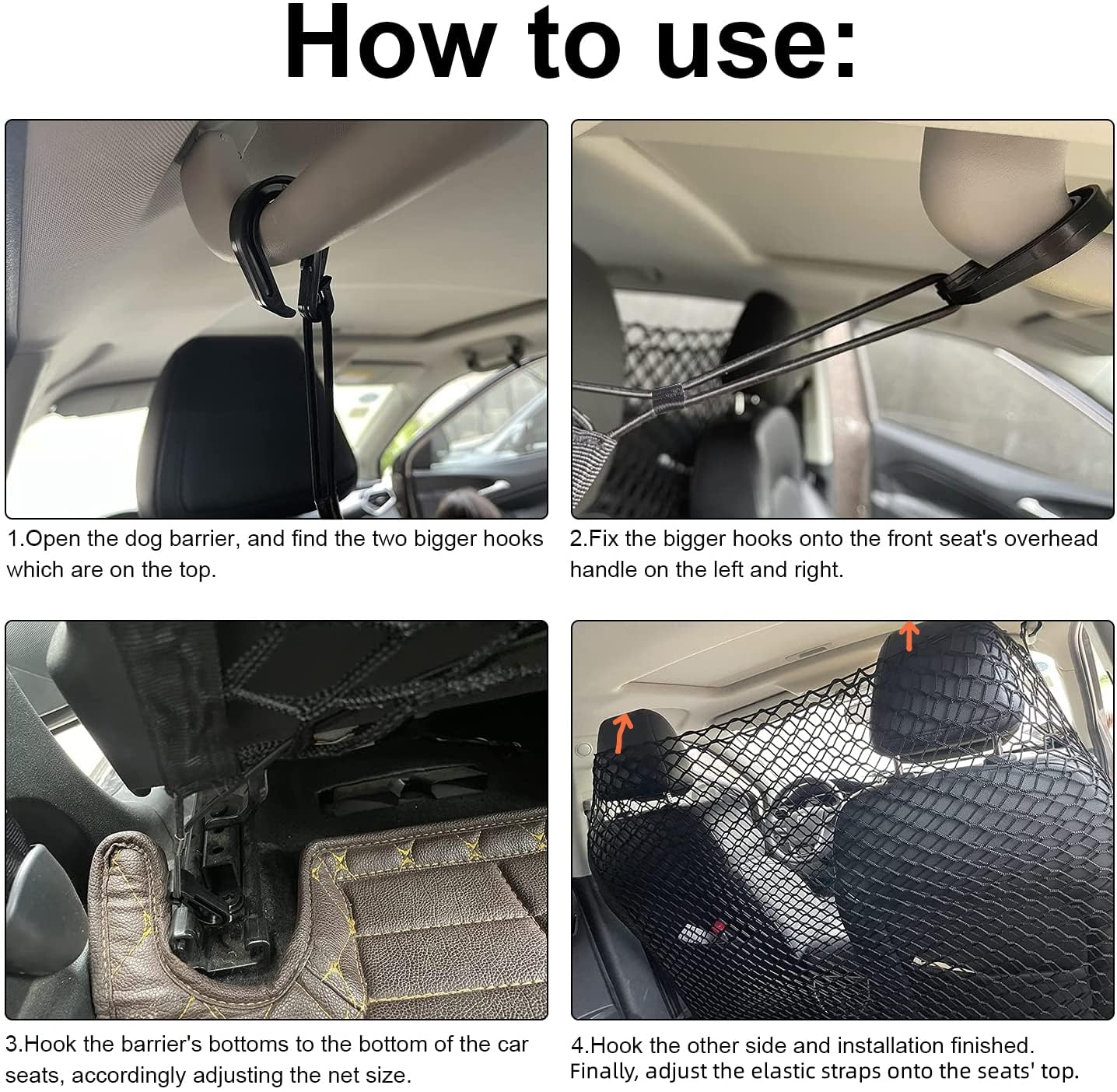 Adjustable Dog Barrier Car Net with Hooks - Pet Safety Divider for SUV, Vans & Trucks Back Seat | Vehicle Organizer & Storage Solution for Travel, Road Trips & Pet Protection