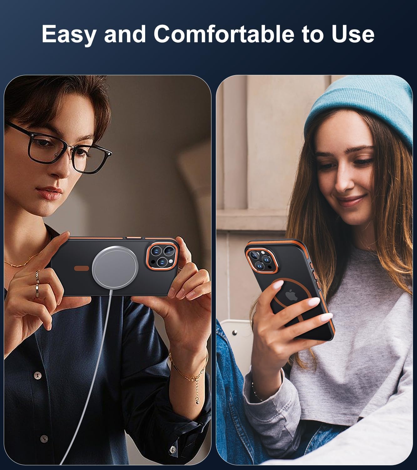 **AOUIA Magnetic Case for iPhone 15 Pro Max - MagSafe Compatible, Anti-Fingerprint & Anti-Scratch, Translucent Matte Phone Cover (Orange) - Perfect for Work, Travel & Everyday Protection**