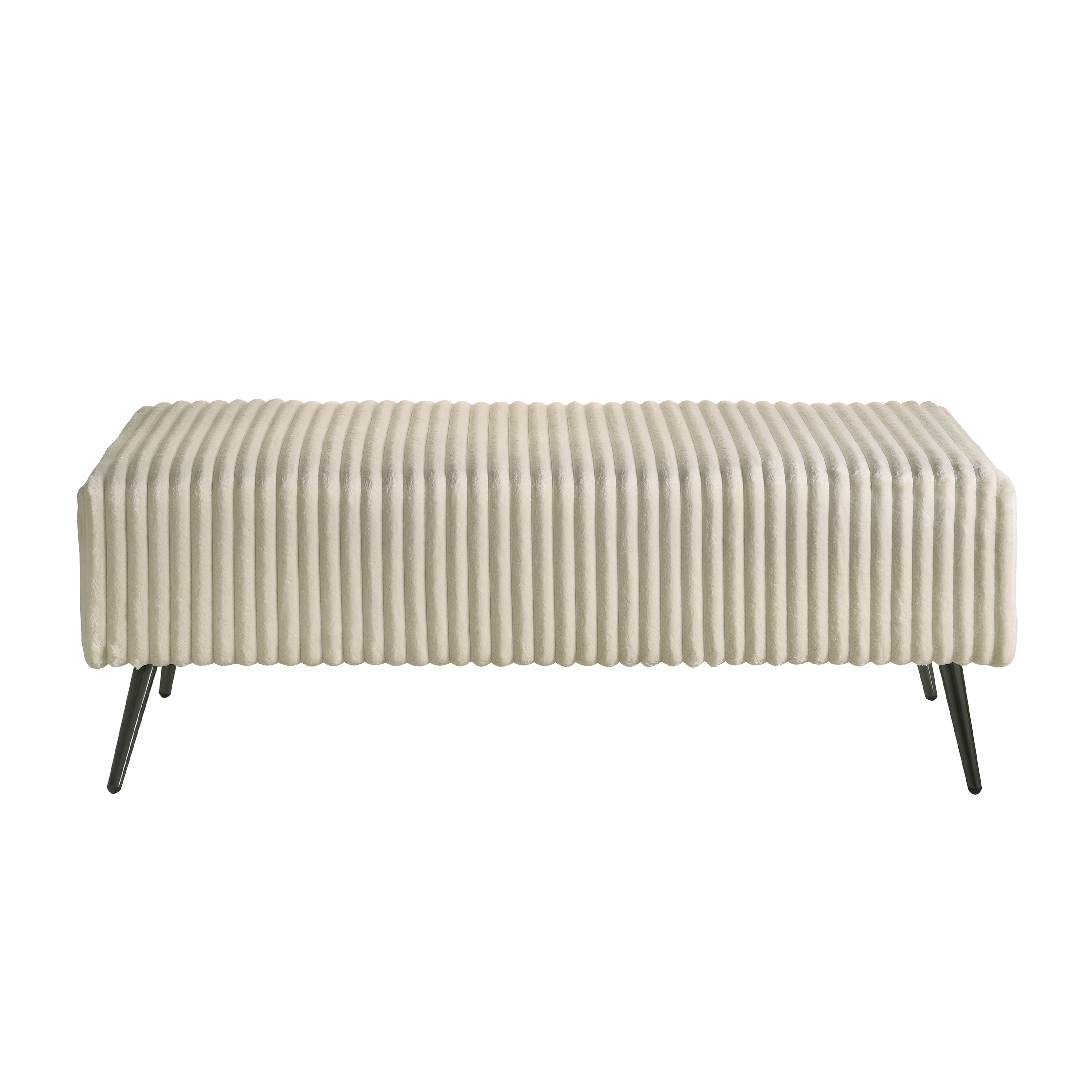 Roundhill Furniture Mavela Wide Wale Corduroy Upholstery Bench in Cream - Stylish Living Room Seating, Bedroom Footstool & Entryway Decor