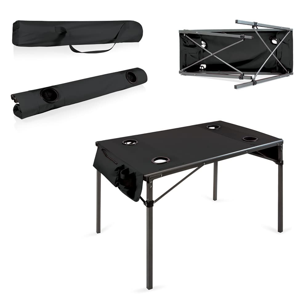 PICNIC TIME NCAA Appalachian State Mountaineers Soft Top Portable Folding Travel Table - Black, One Size (799-00-179-794-0) - Perfect for Tailgating, Camping, Beach & Outdoor Events