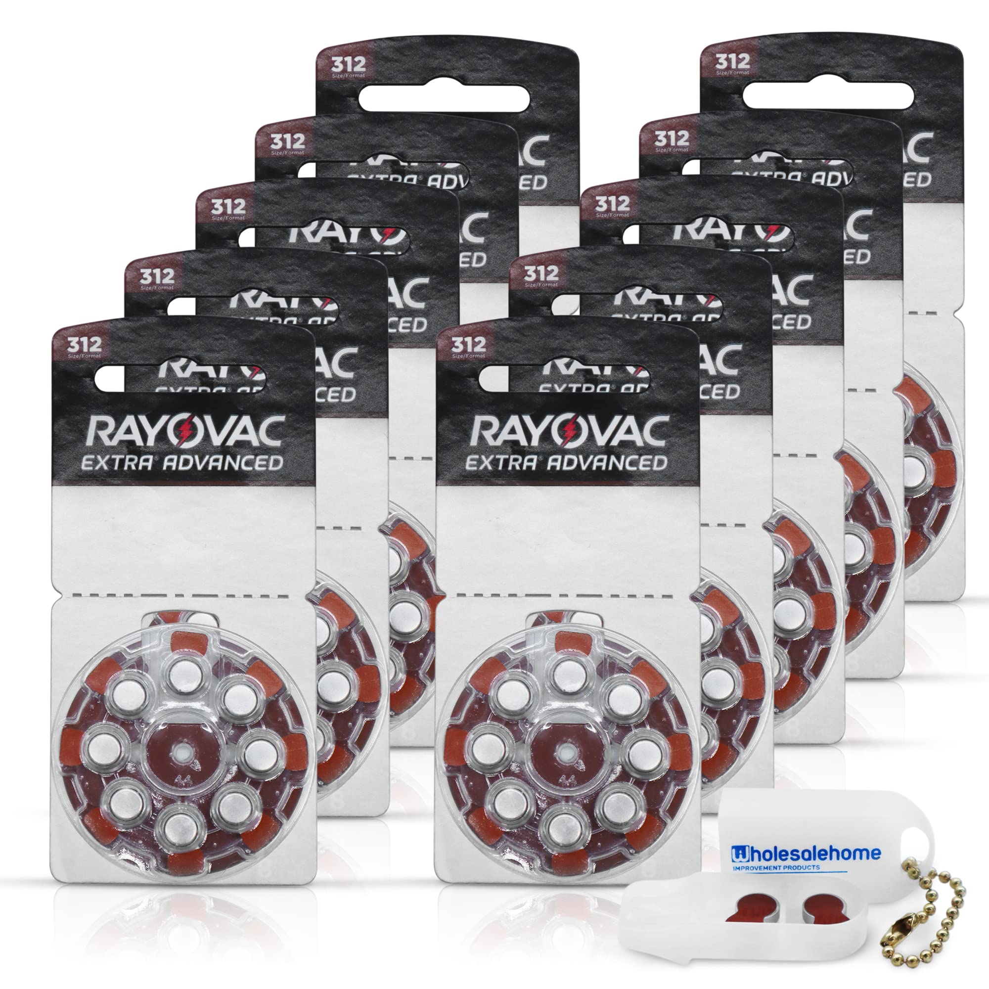 Premium Size 312 Hearing Aid Batteries - 80 Pack Mercury-Free Zinc Air Batteries with Convenient Storage Caddy | Long-Lasting Power for Hearing Devices, Ideal for Travel & Daily Use