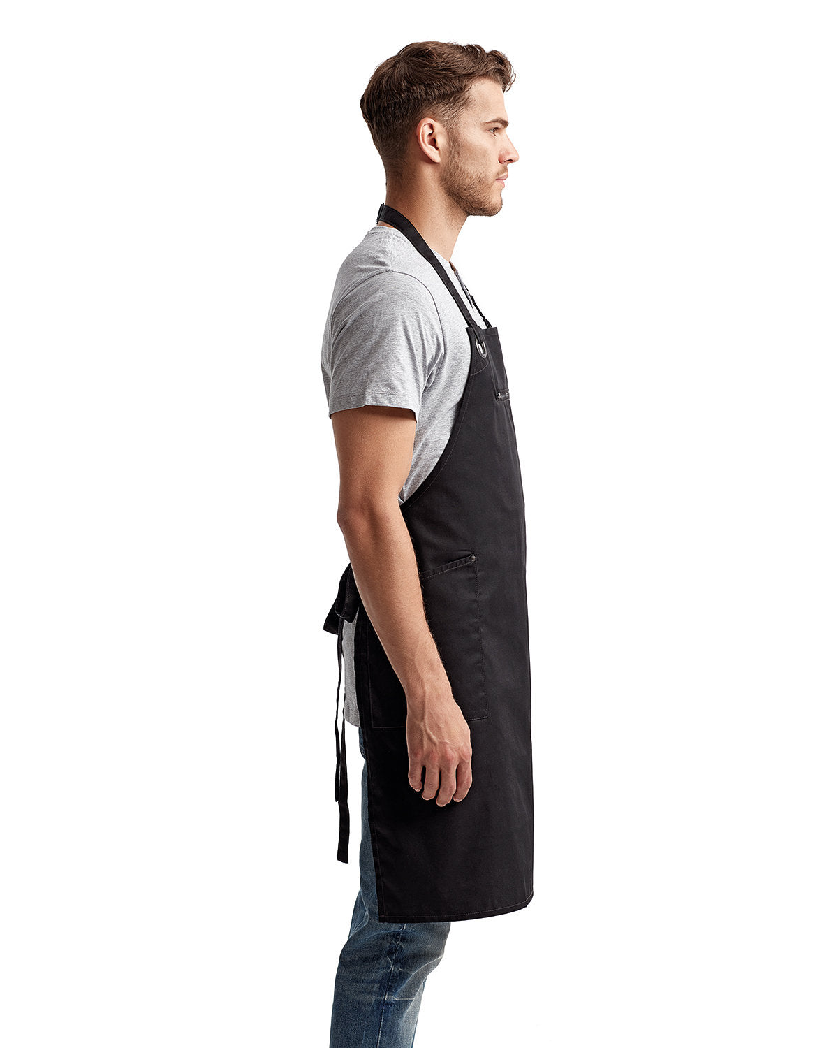 Reprime RP121 Unisex Barley Contrast Stitch Recycled Bib Apron - Artisan Collection | Eco-Friendly Kitchen & BBQ Apron for Cooking, Grilling & Crafting