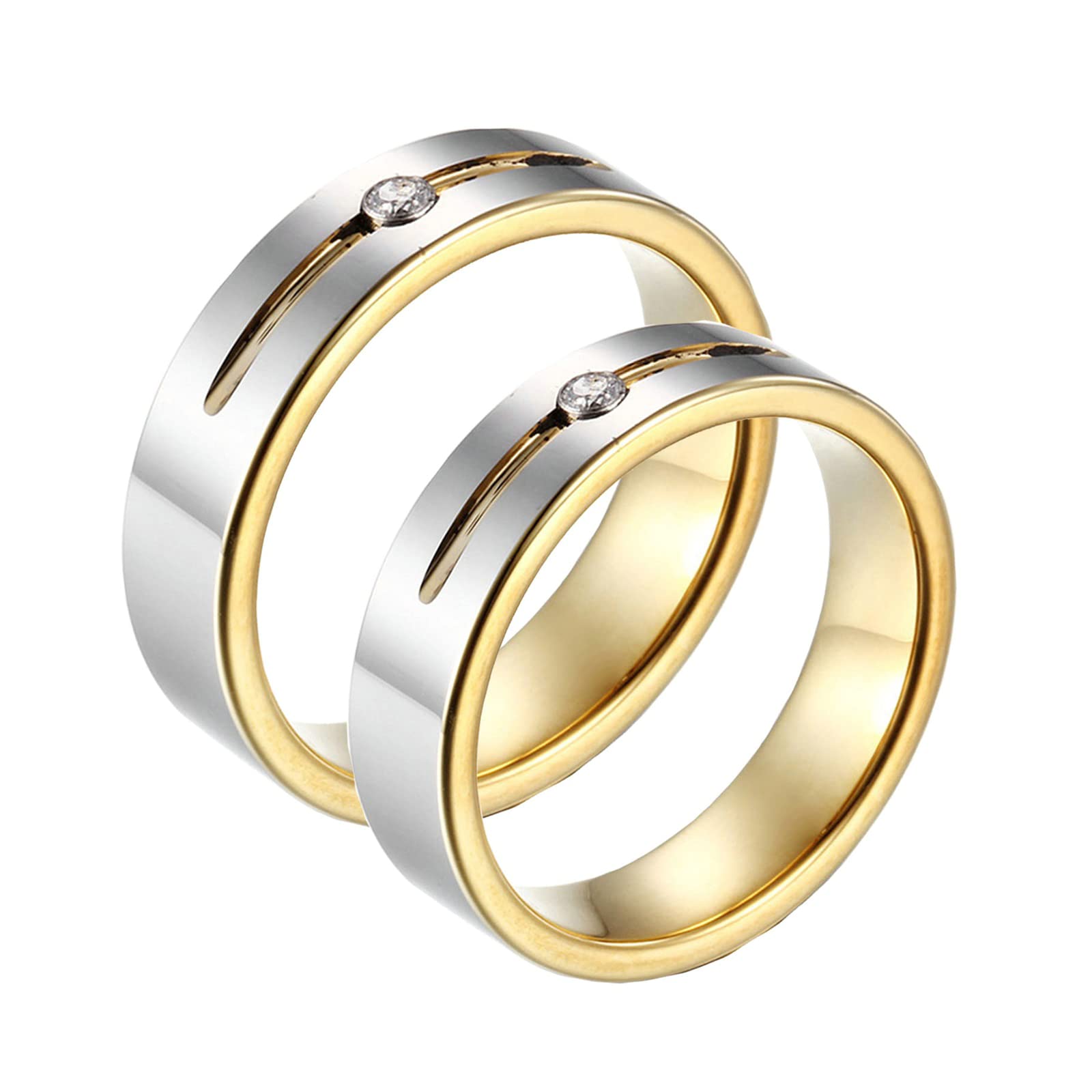 ANAZOZ Promise Ring for Lesbian Couples - 6MM Tungsten Carbide Two-Tone Gold Plated Cubic Zirconia Engraved Wedding Band - Perfect for Anniversaries, Engagements & LGBTQ+ Commitment Ceremonies