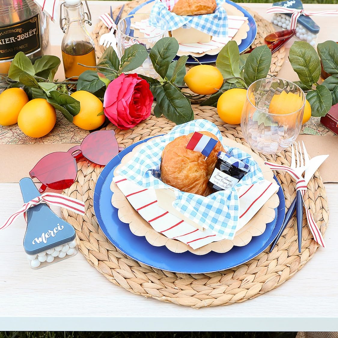 Premium Blue Gingham Luncheon Napkins - Bulk Set of 48 - Elegant Party & Event Tableware Supplies for Weddings, Picnics, and Dinner Parties