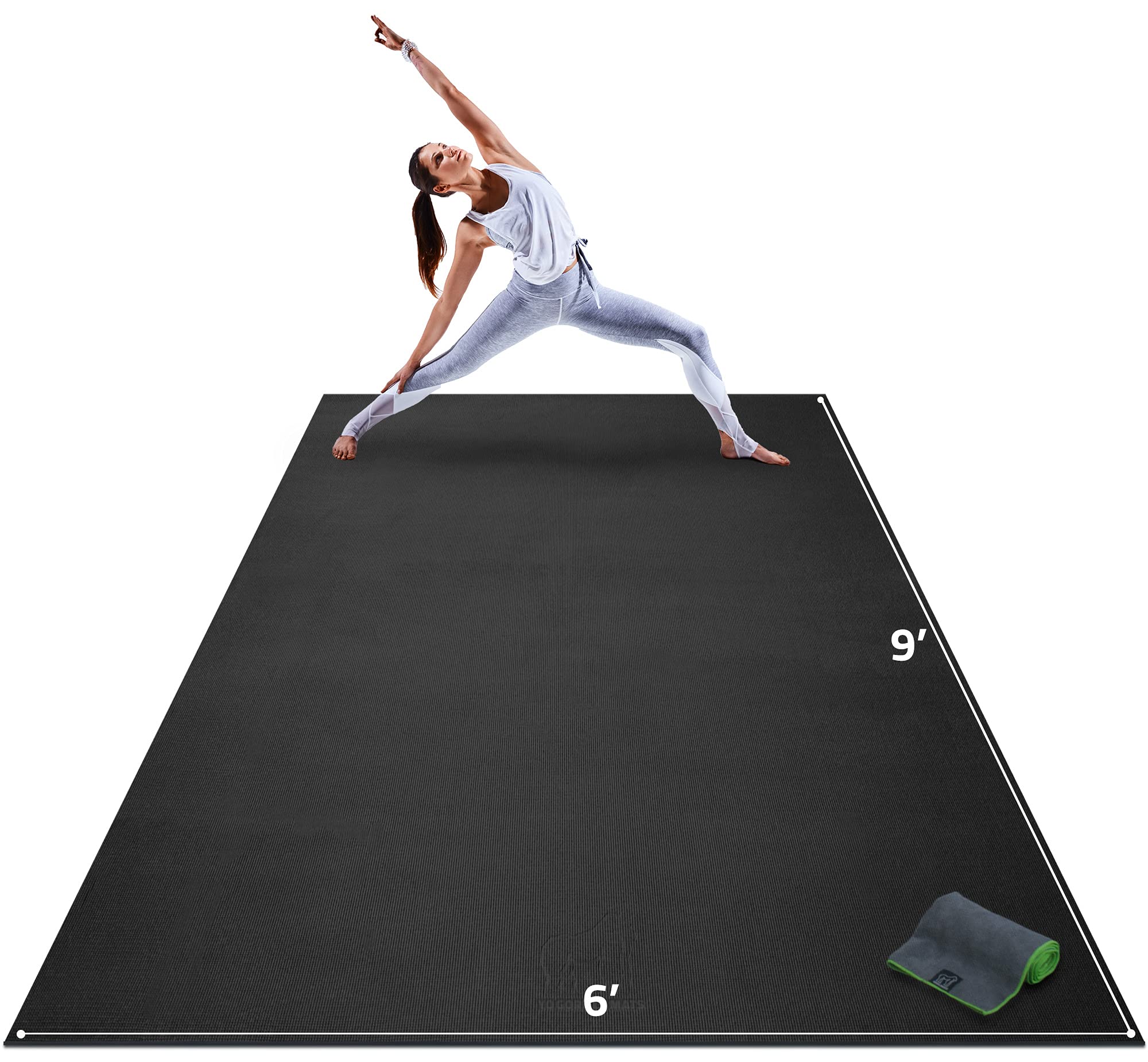 Premium Extra Large Yoga Mat 9'x6'x8mm - Ultra Thick Non-Slip Exercise Mat for Home Workouts, Stretching & Cardio - Perfect for Barefoot Training on Hardwood, Tile or Gym Floors - Gorilla Mats