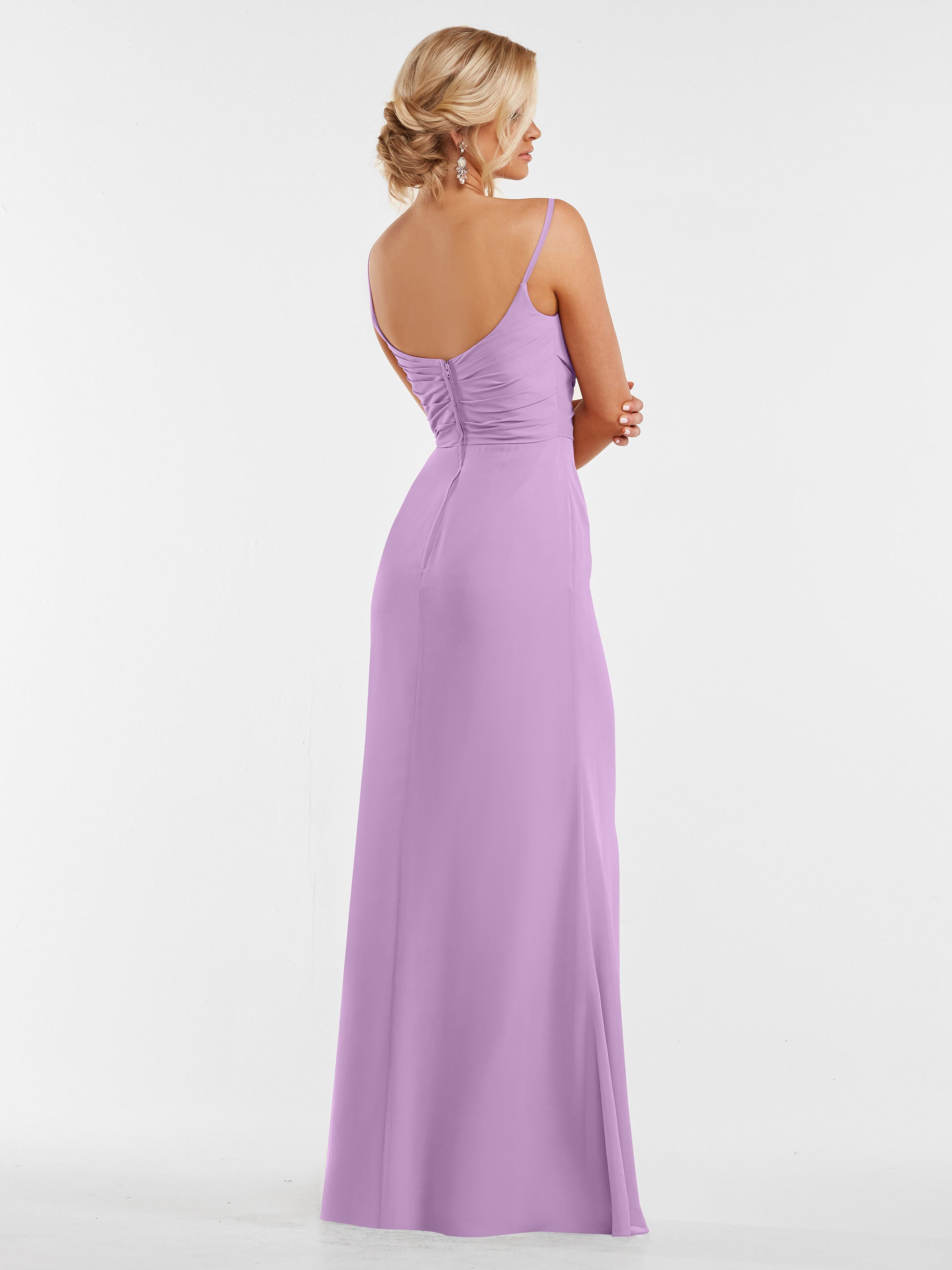 Elegant 80169 Chiffon Sheath Bridesmaid Dress with Pleated Bodice - Perfect for Weddings, Formal Events & Special Occasions