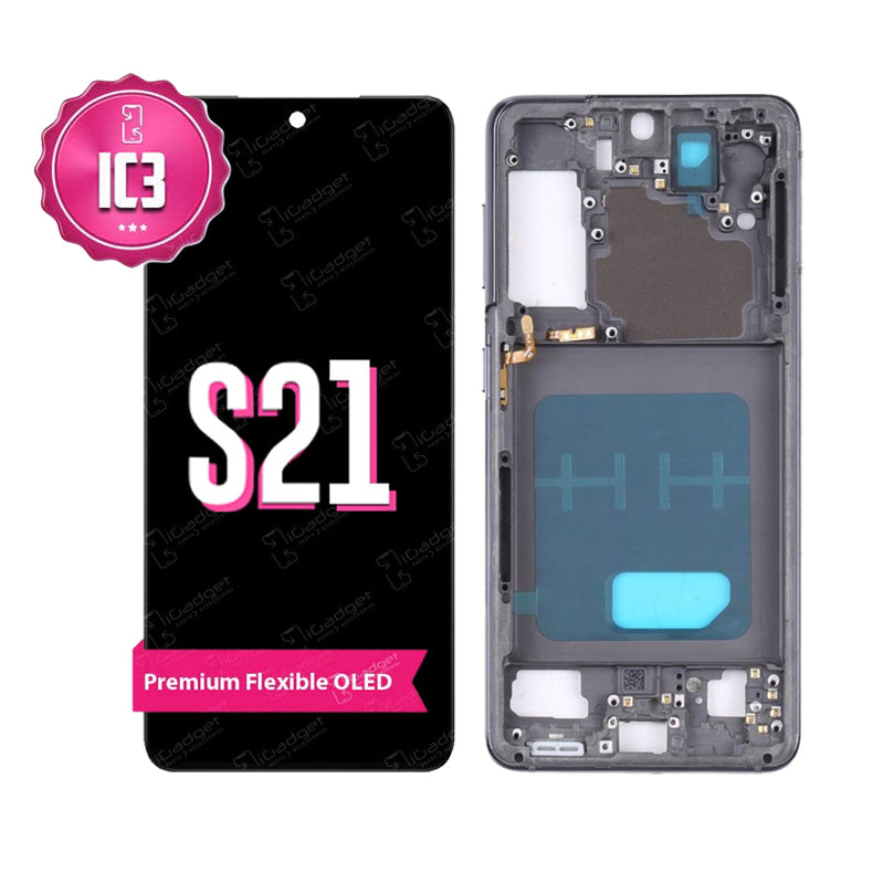 Samsung Galaxy S21 IC3 OLED Screen Replacement with Middle Frame - Premium Display Repair Kit for DIY & Professional Use at Home or Workshop