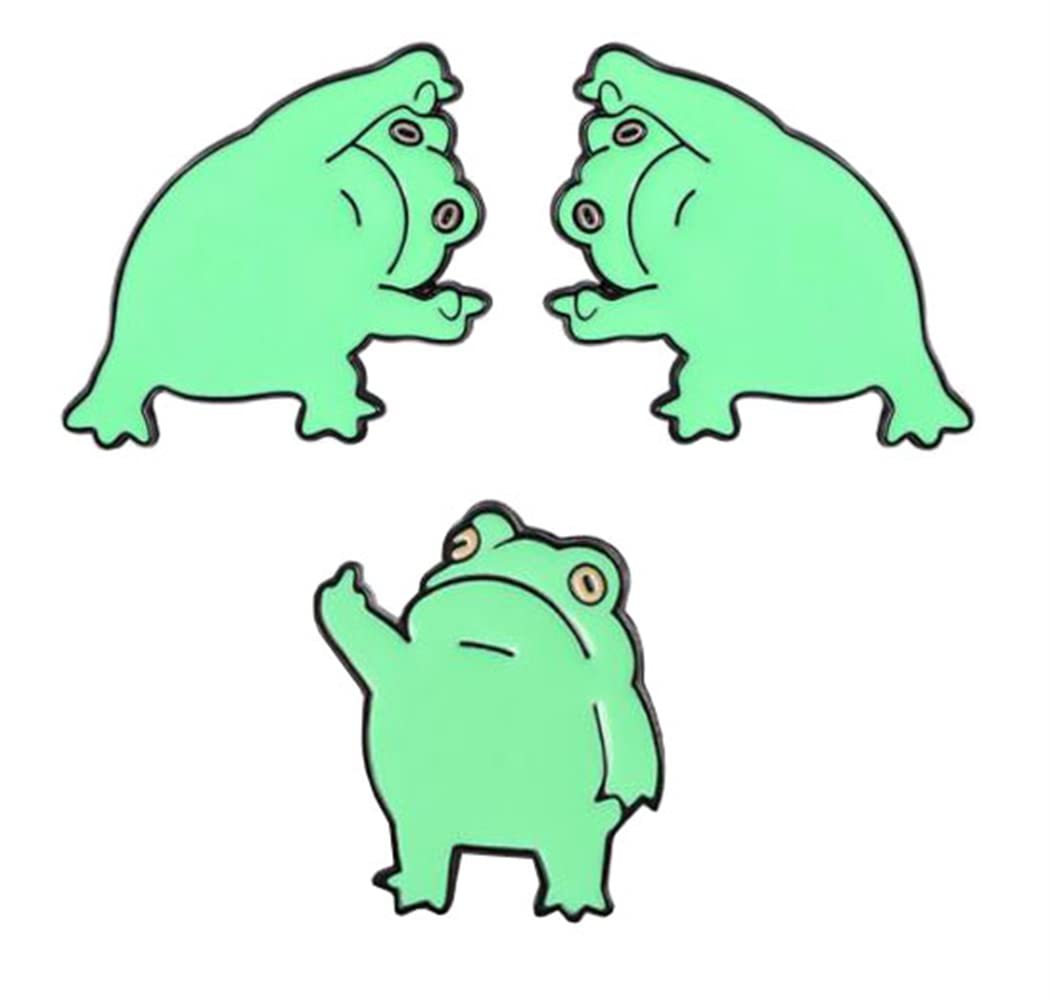 3-Piece Funny Frog Brooch Set - Cute Cartoon Animal Enamel Pins for Women, Men & Kids - Unique Lapel Pin Gift for Birthday, Party & Casual Wear - Perfect for Accessories, Gifts & Fashion Statements