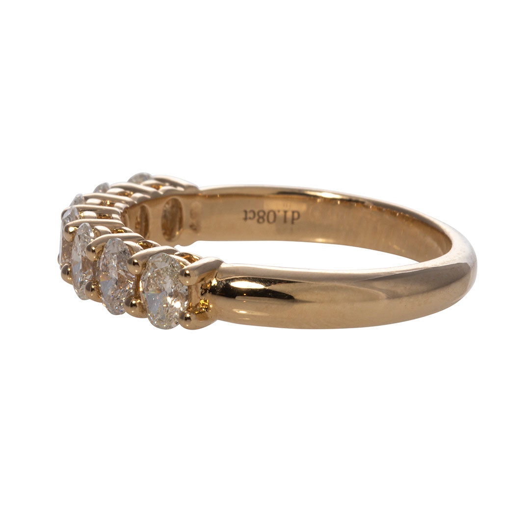 1ctw Oval Diamond 7 Stone 18K Yellow Gold Wedding Band Ring for Women - Perfect for Engagement, Anniversary & Bridal Jewelry Gifts