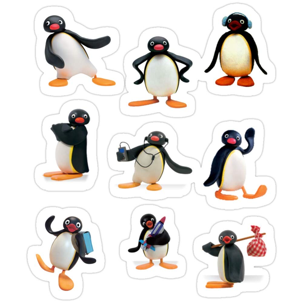 3 Pack Pingu Mood Stickers - Waterproof Vinyl Decals for Laptop, Phone, Car, Guitar & Fridge - Funny Cute Penguin Stickers for Kids & Adults - Perfect for School, Office & Home Decor
