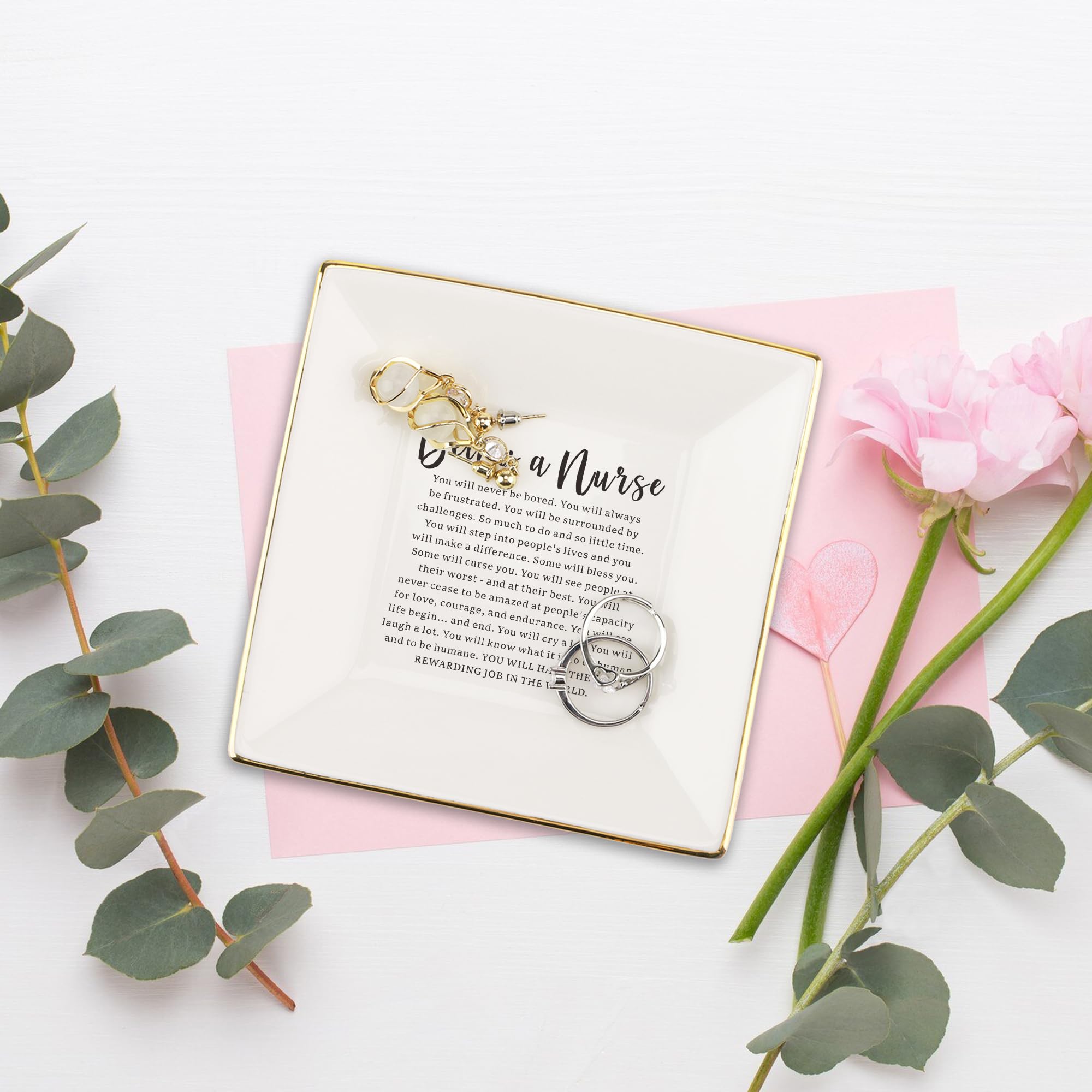 **Ceramic Jewelry Dish for Nurses - Nurse Graduation Gifts, Nurses Week Gifts, Nursing Graduation Gift for Women - Perfect for Rings, Earrings & Trinkets - Ideal for Dorm, Office & Home Decor**