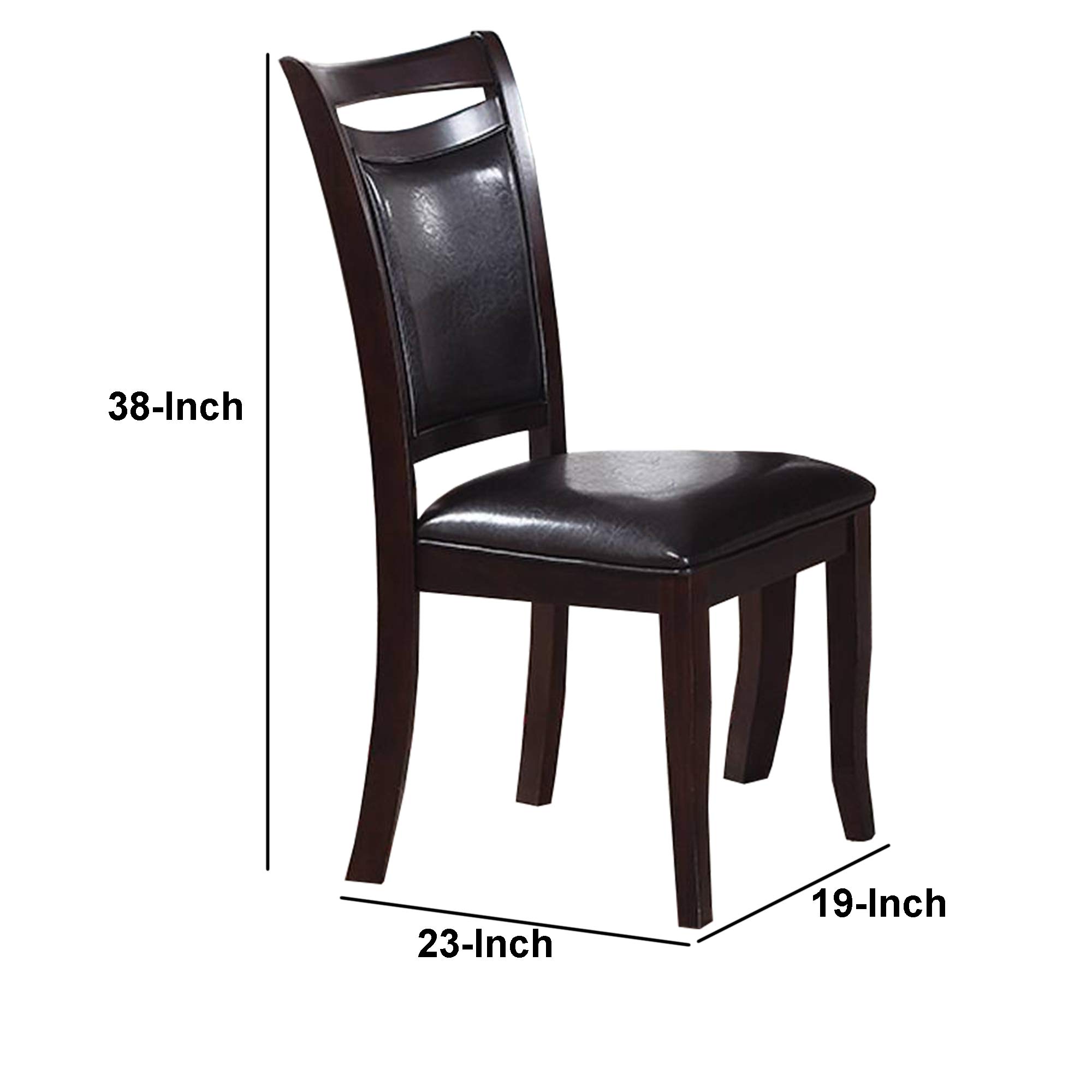 Benjara Benzara Dark Brown Wooden Dining Chairs Set of 2 - Solid Wood Construction, Comfortable Seating for Kitchen, Dining Room, and Restaurant Use