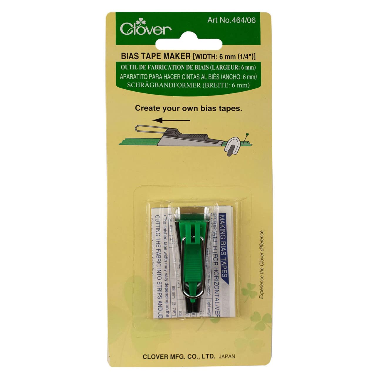 6mm Green Clover Bias Tape Maker - Perfect for DIY Sewing, Quilting, and Craft Projects