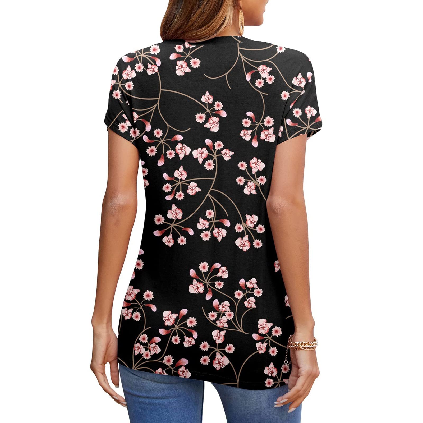 Women's Short Sleeve T-Shirt - Summer Casual Loose Tunic Top with Front Twist Detail, Basic Work Tee, Trendy Blouse for Women | Perfect for Office, Outings & Everyday Wear
