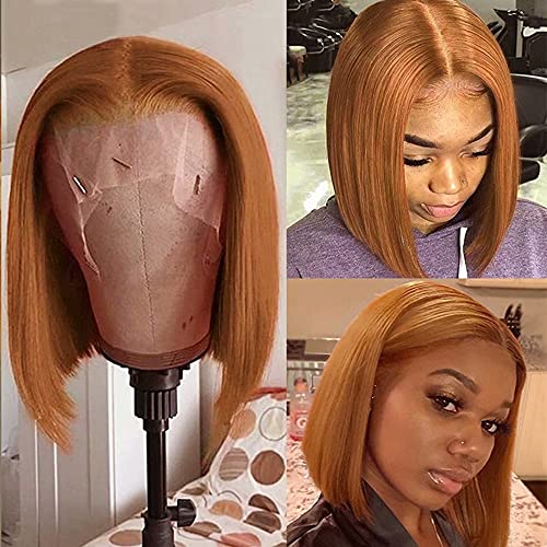 Imeya 10 Inch Honey Blond Short Bob Lace Front Wig - 13x6 Glueless Human Hair Wig with Natural Waves for Women | Pre-Plucked #27 Color, Baby Hair & 150% Density | HD Lace Frontal Short Wig for Daily Wear, Cosplay & Special Occasions