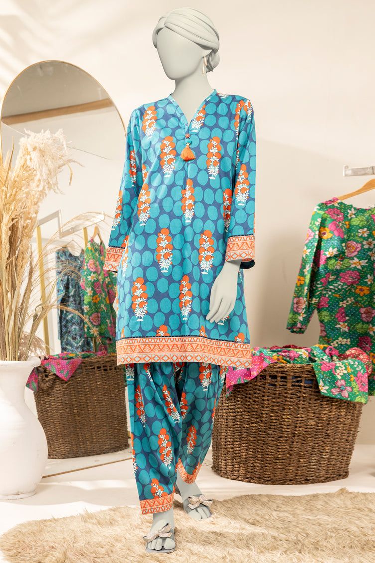 Stylish Cambric Blue Kurti by J. Junaid Jamshed - Elegant Pakistani Traditional Dress for Women, Perfect for Casual Wear, Parties & Festivals