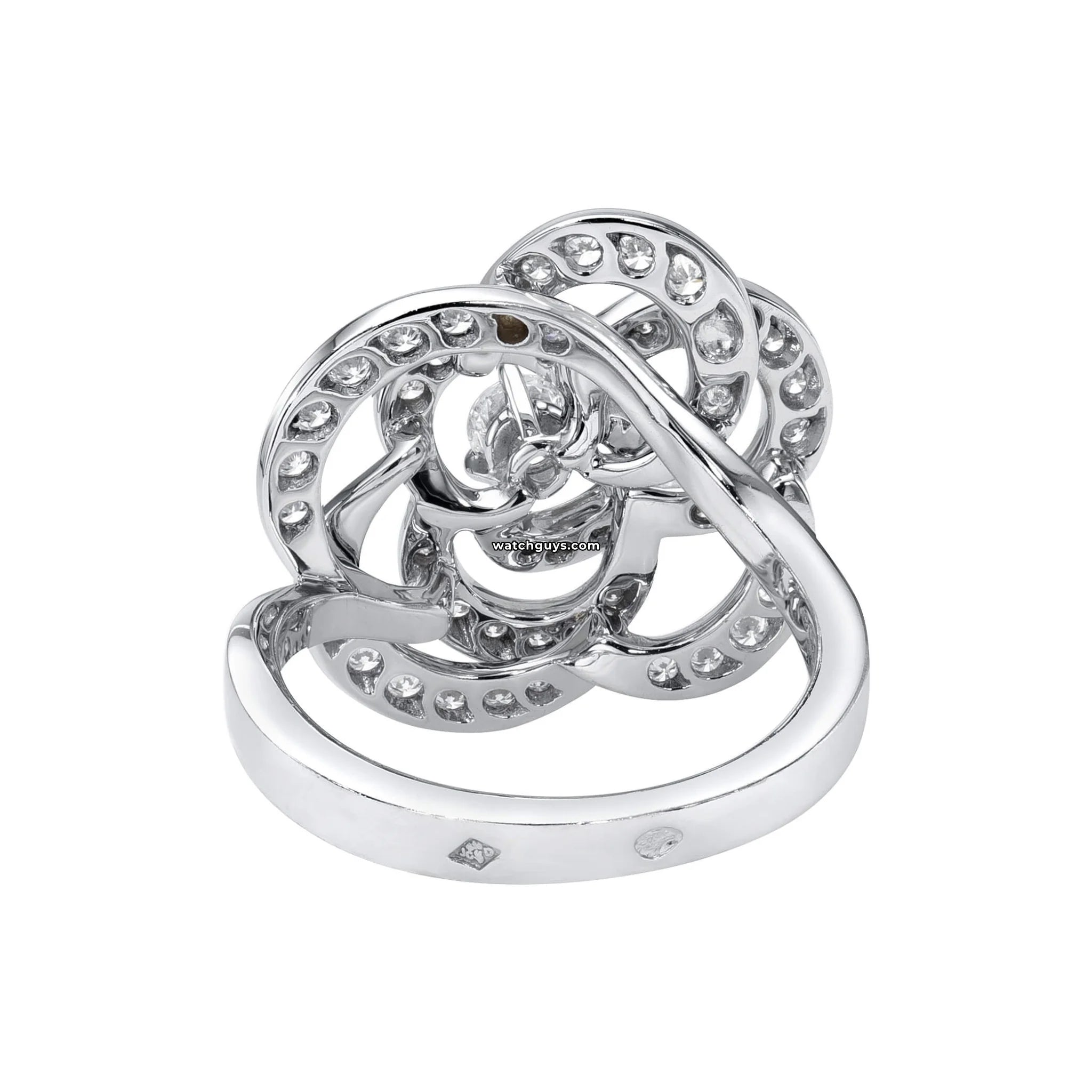 Chanel Fil De Camélia Diamond Ring - 18K White Gold Luxury Jewelry for Women | Elegant Floral Design Engagement & Wedding Band | Perfect Gift for Anniversary, Valentine's Day & Special Occasions