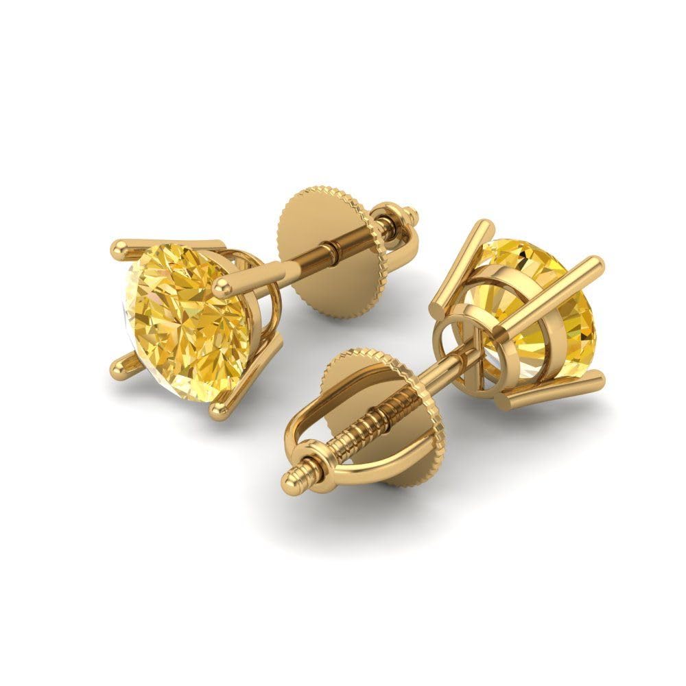 1.50ct VVS1 Yellow Simulated Diamond Stud Earrings 18K Gold for Parties & Gifting