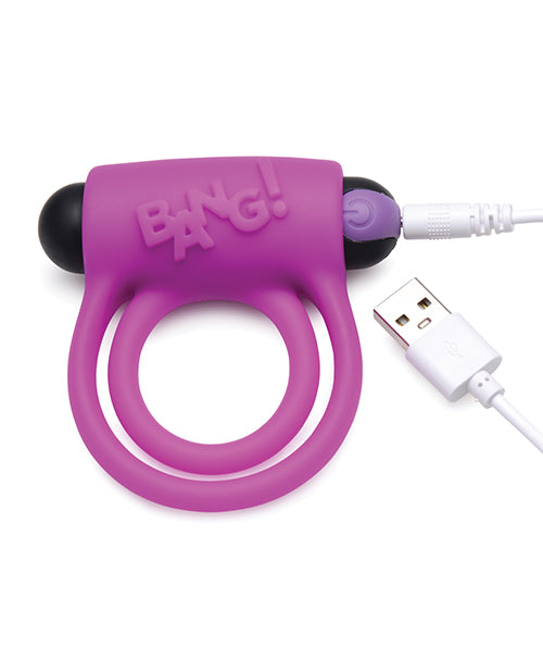 Bang! Rechargeable Silicone Cock Ring & Bullet Vibrator with Remote Control - Purple | Couples Adult Toy for Enhanced Intimacy & Pleasure | Bedroom Accessory for Spicy Nights