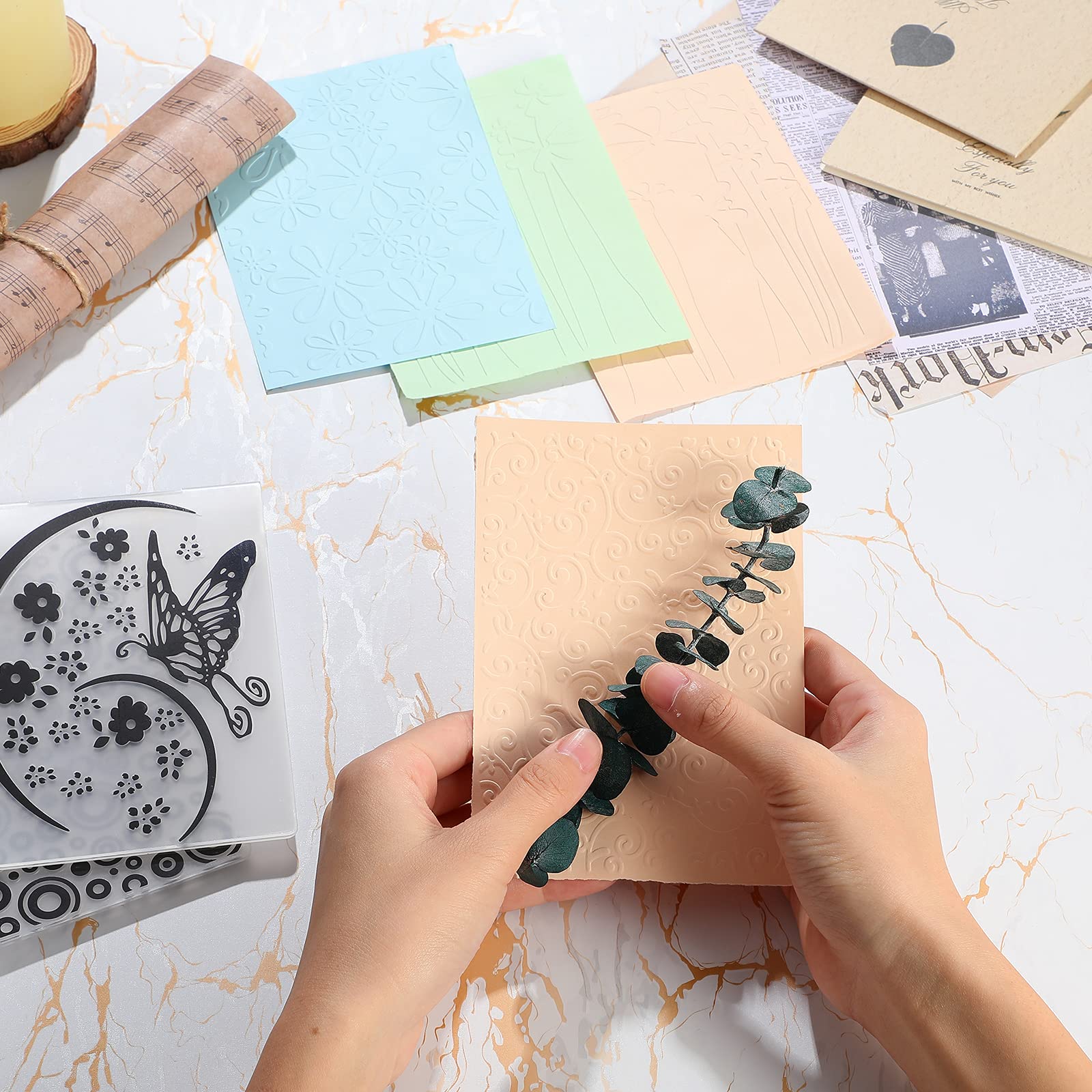 12-Piece Embossing Folders Set for DIY Crafting - Butterfly & Star Patterns - 11.7 x 3.9 Inch Paper Card Decorating Molds - Perfect for Scrapbooking, Greeting Cards, and Album Making (Ideal for Wedding Invitations, Birthday Cards & Home Decor Projects)