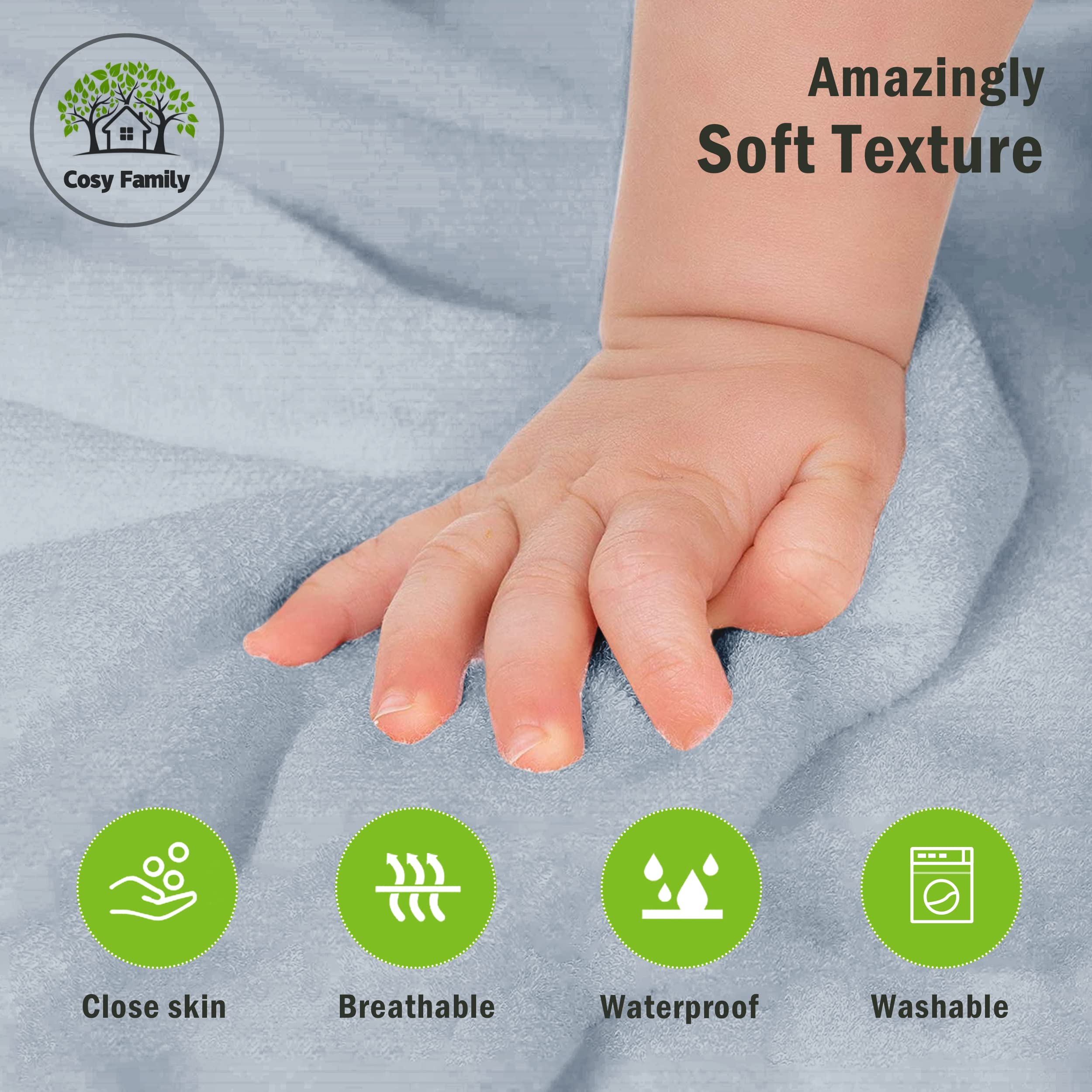 **3 Pack Baby Hooded Towels - Ultra Soft Bamboo Rayon Bath Towels for Newborns, Infants & Toddlers - Unisex Baby Boy & Girl Essentials - Highly Absorbent & Gentle for Sensitive Skin - Perfect for Bath Time, Swimming & Spa Days (Grey)**