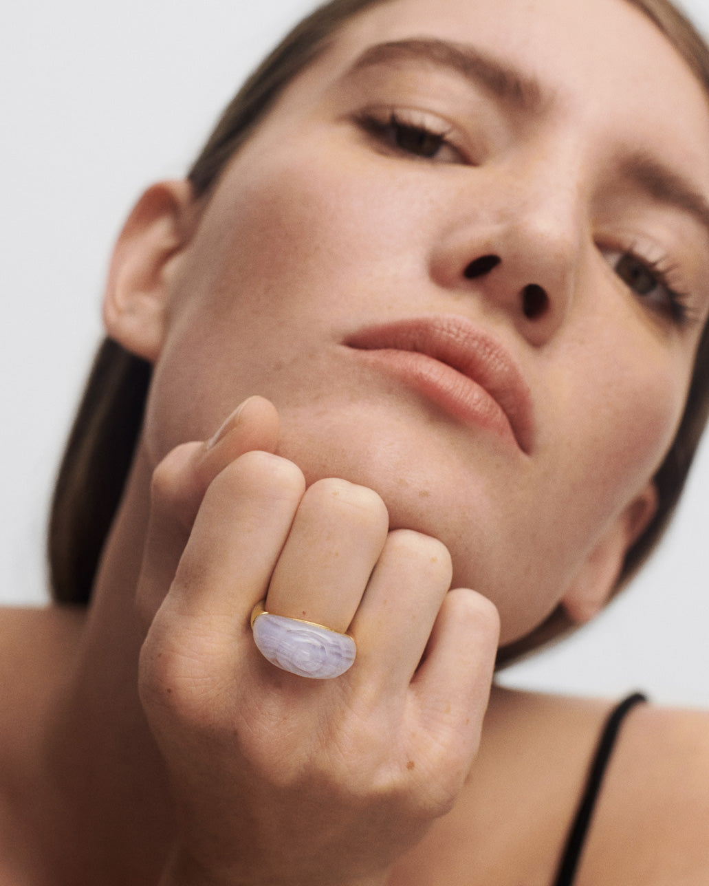 Blue Lace Agate Shell Ring for Women - Elegant Bohemian Jewelry for Beach, Vacation & Everyday Wear