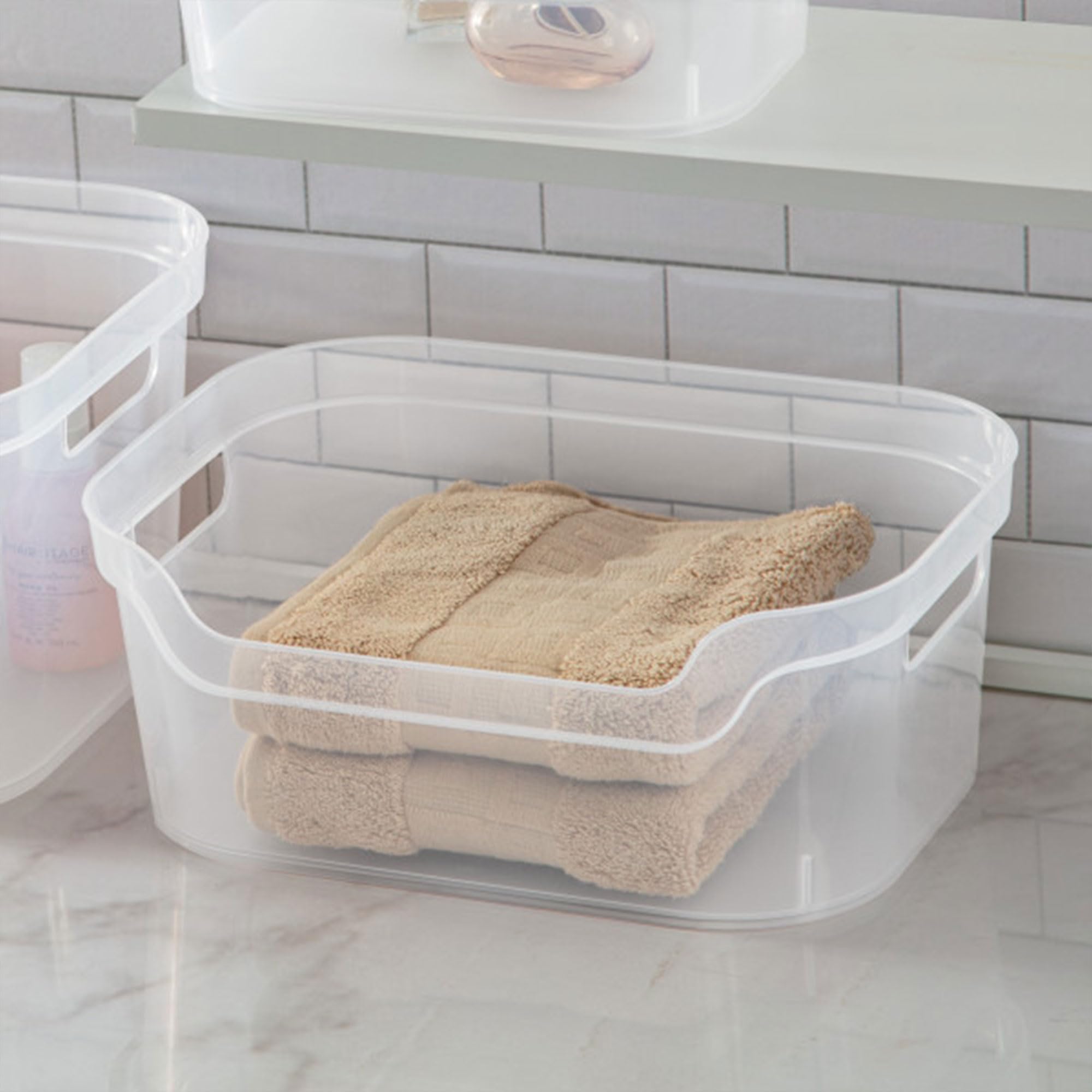 Sterilite Medium Clear Storage Bin with Comfortable Handles - 5.25x9.5x13 Inches - 24 Pack for Home Organization | Perfect for Closet, Pantry & Office Storage