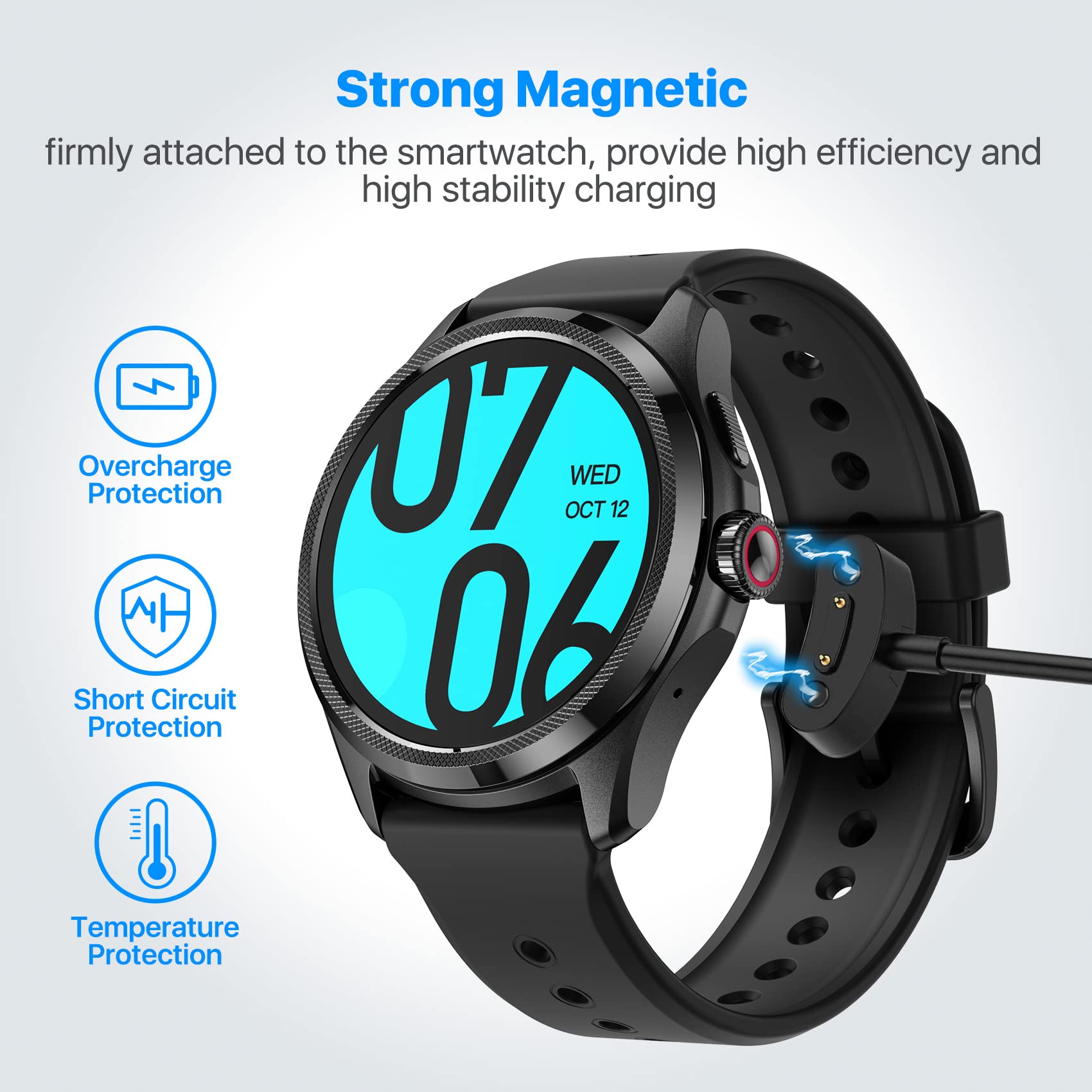 Original Title: Ticwatch Pro 5 / Pro 3 Ultra GPS/Pro 3 GPS / E3 Charging Cable Replacement Charging Cable Magnetic Charger Pro 3 GPS/Pro 3 Ultra GPS / E3 Smartwatch Optimized Title: Ticwatch Pro 5, Pro 3 Ultra GPS, Pro 3 GPS & E3 Smartwatch Magnetic Charging Cable Replacement - Fast Charging Dock for Fitness Tracking, Sleep Monitoring & Outdoor Activities