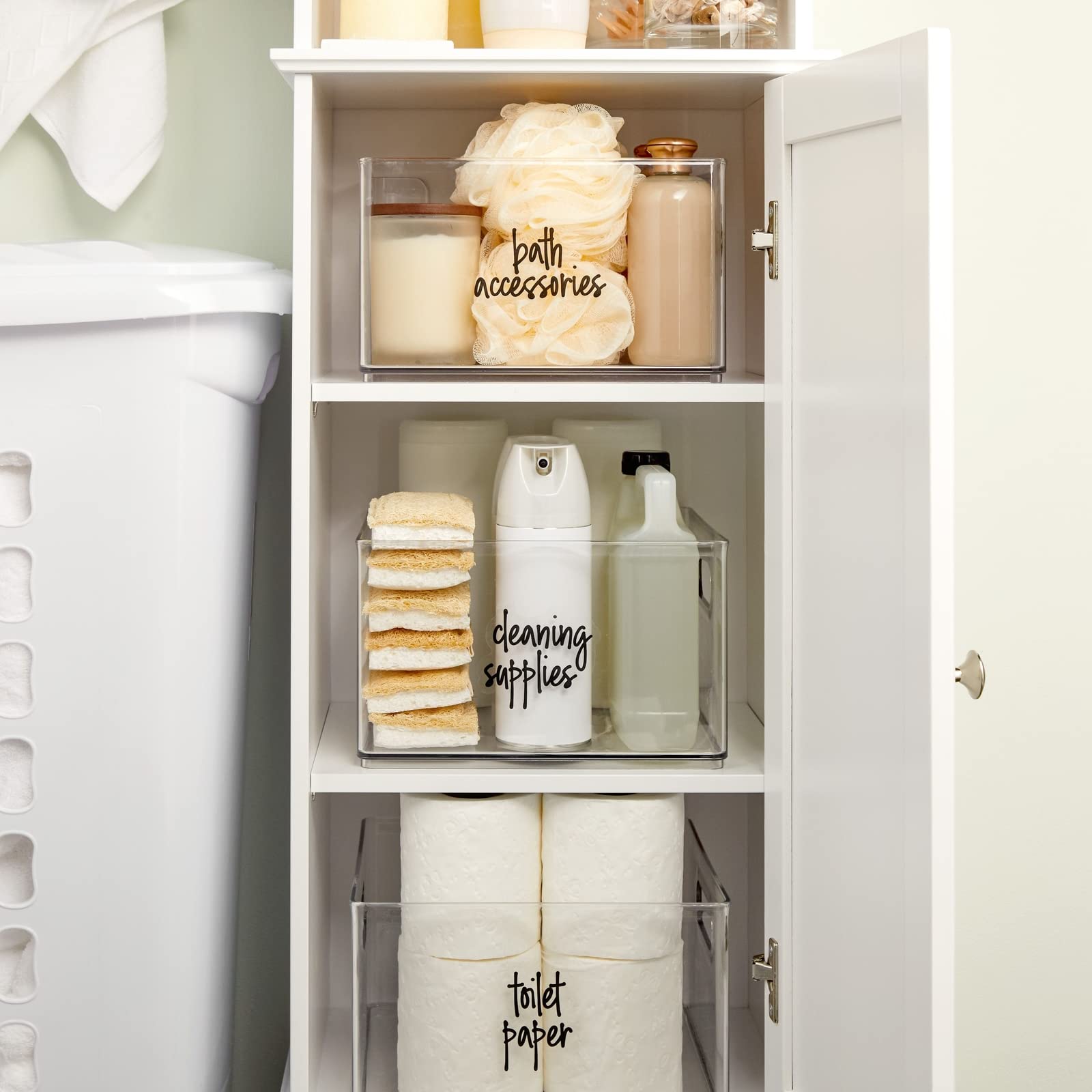 Talented Kitchen 141 Preprinted Black Script Laundry Labels - Water Resistant Stickers for Jars, Containers, Linen Closet & Bathroom Organization | Perfect for Cleaning Supplies, Pantry Storage & Home Organization