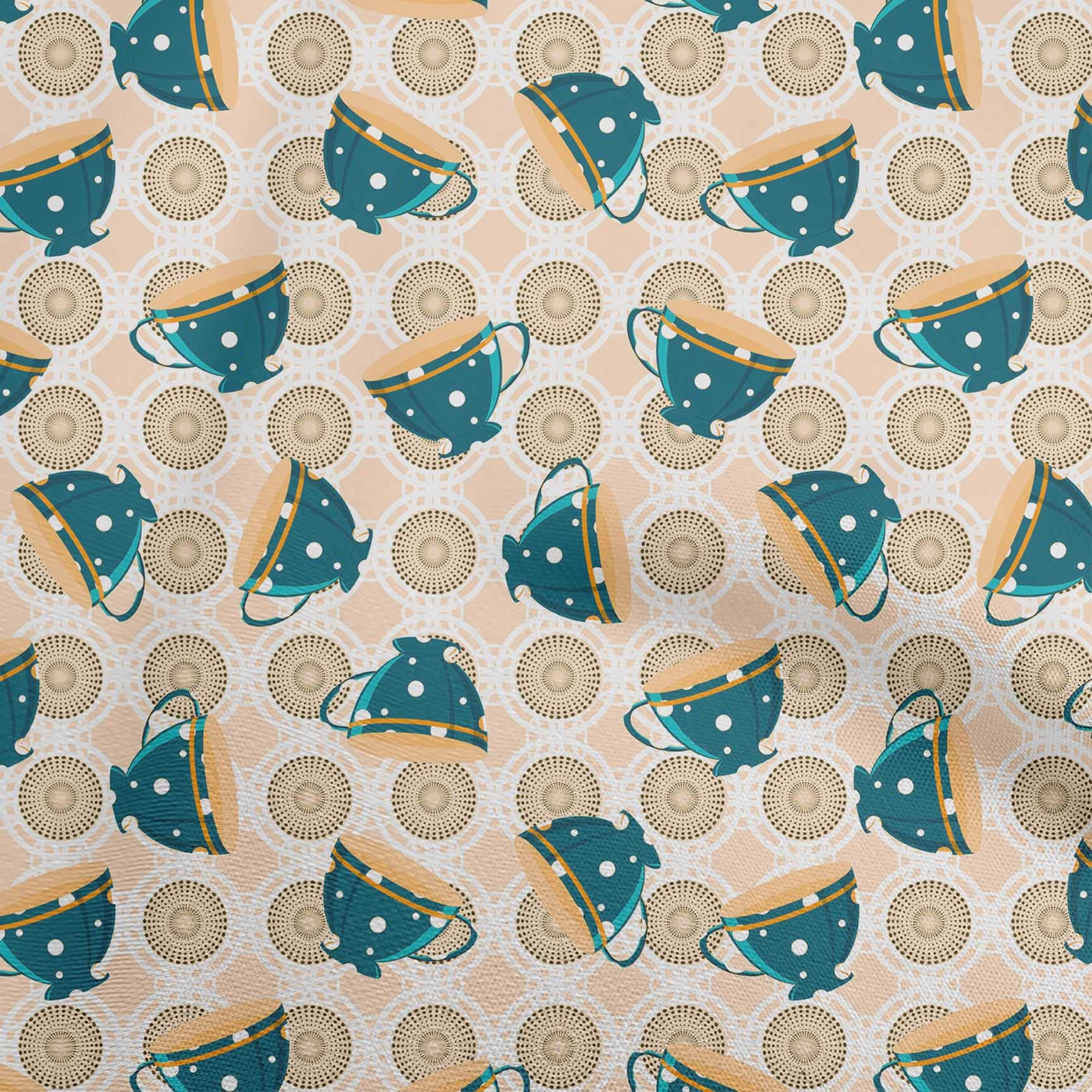 **Premium Rayon Fabric by The Yard - Teal Green Printed DIY Sewing Material, 56