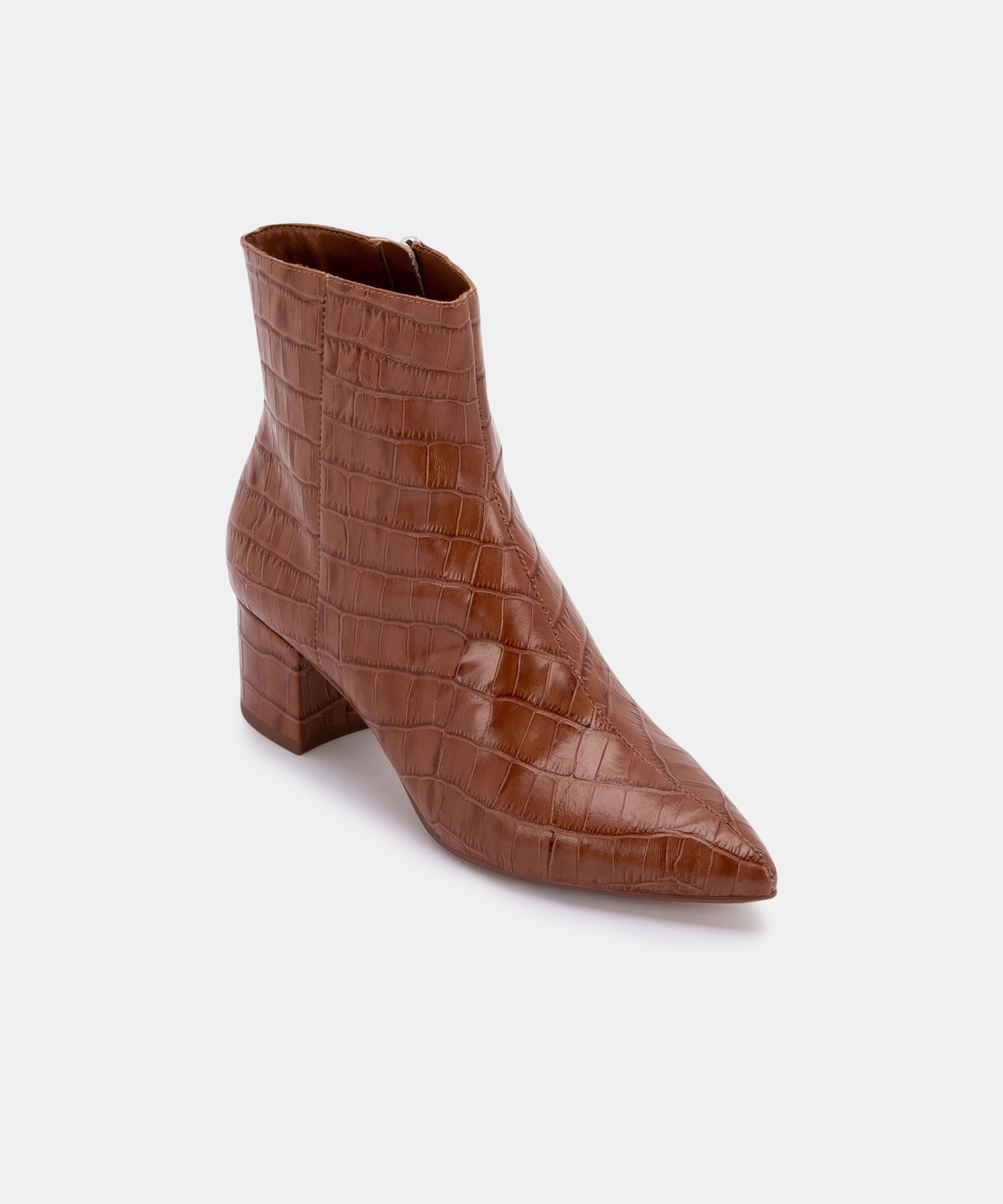 BEL BOOTIES COGNAC CROCO - Premium Leather Ankle Boots for Women | Comfortable & Stylish Fall & Winter Shoes | Perfect for Office, Casual Outings & Date Nights