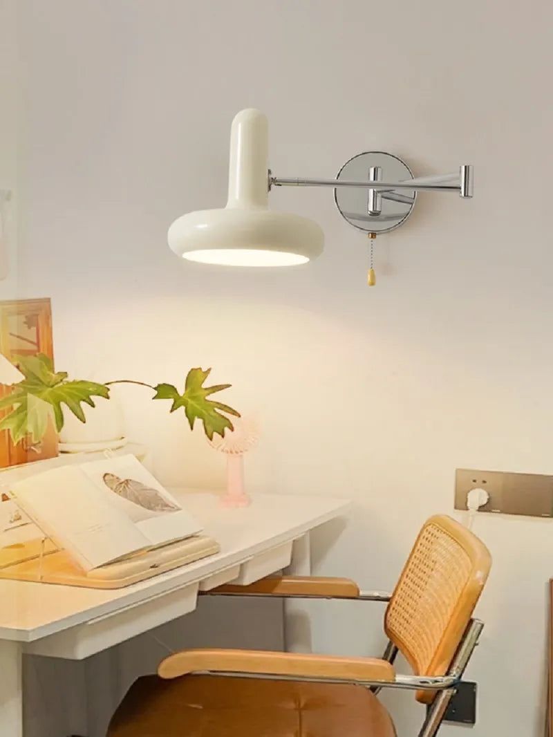 Swing Arm Wall Lamp with Adjustable Elbow Rocker - Modern Reading Light for Bedroom, Living Room, and Office