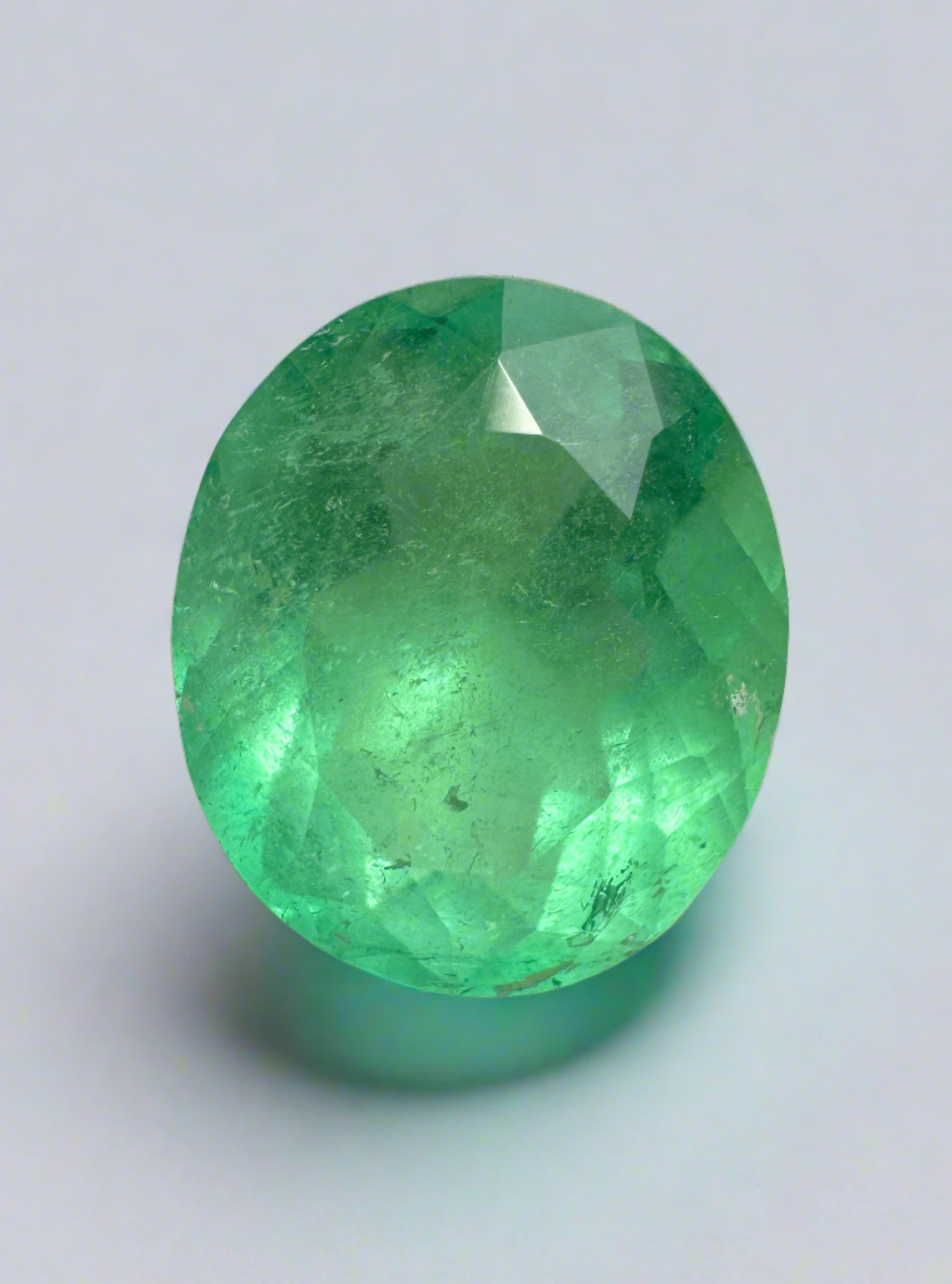 5.21 Carat 12x10mm Yellowish Green Natural Loose Colombian Emerald Oval Cut Gemstone for Jewelry Making, Engagement Rings & Luxury Collections