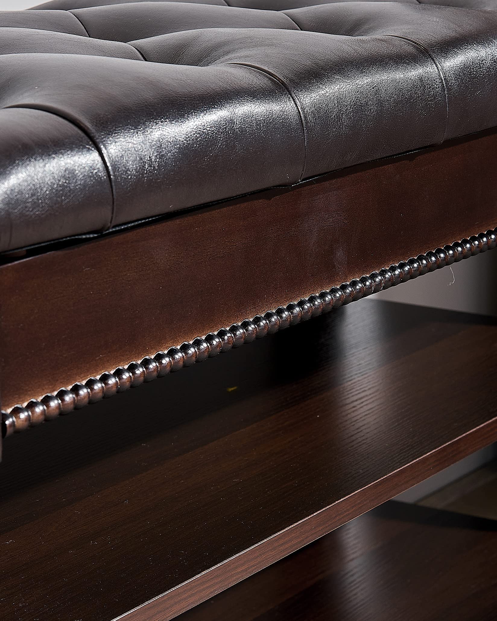 2-Tier Shoe Storage Bench with Lift-Top Organizer & Leather Seat - 39.4