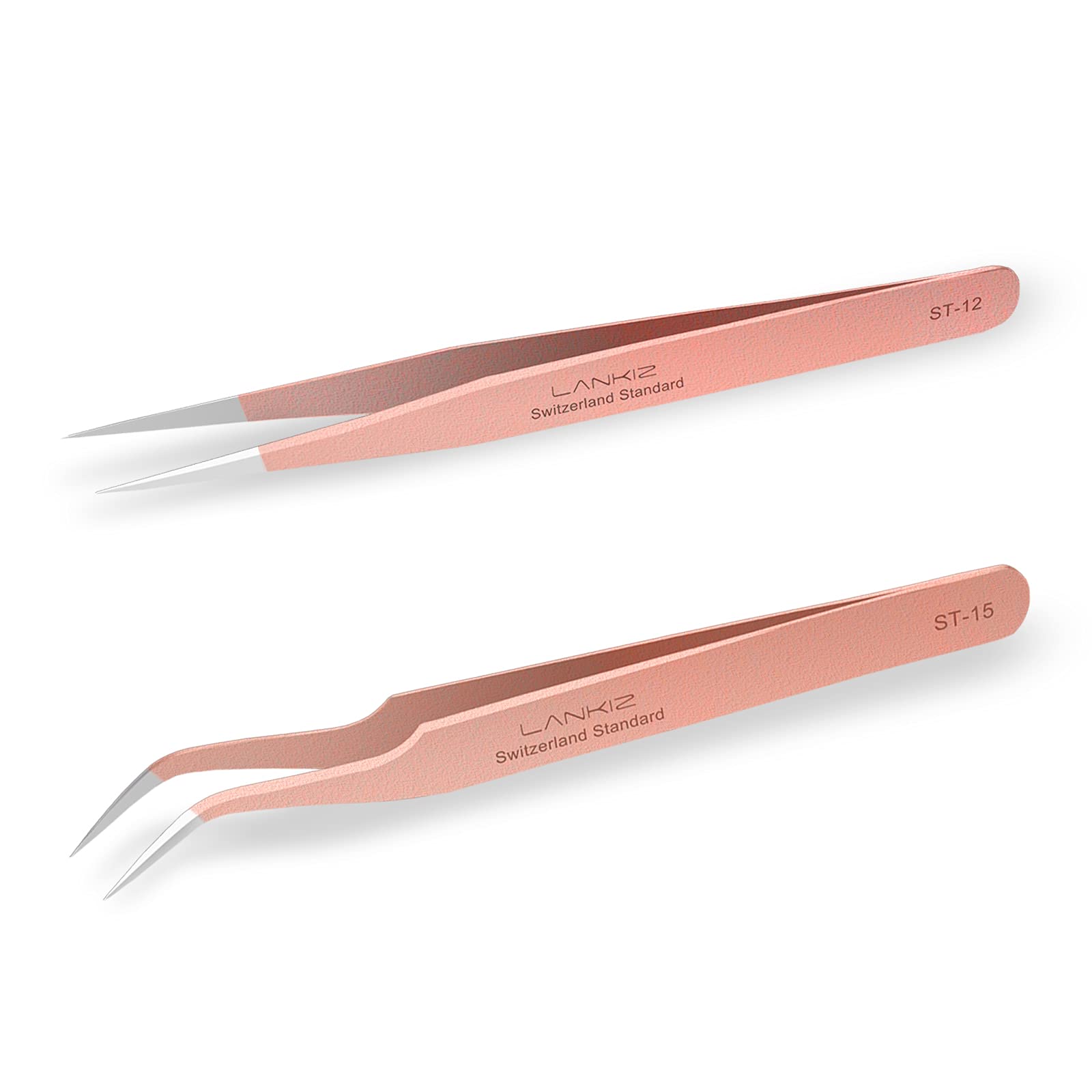 Professional Eyelash Extension Tweezers Set - Stainless Steel Straight & Curved Volume Lashes Tweezers for Salon & Home Use - Rose Gold Beauty Tools for Perfect Lash Extensions