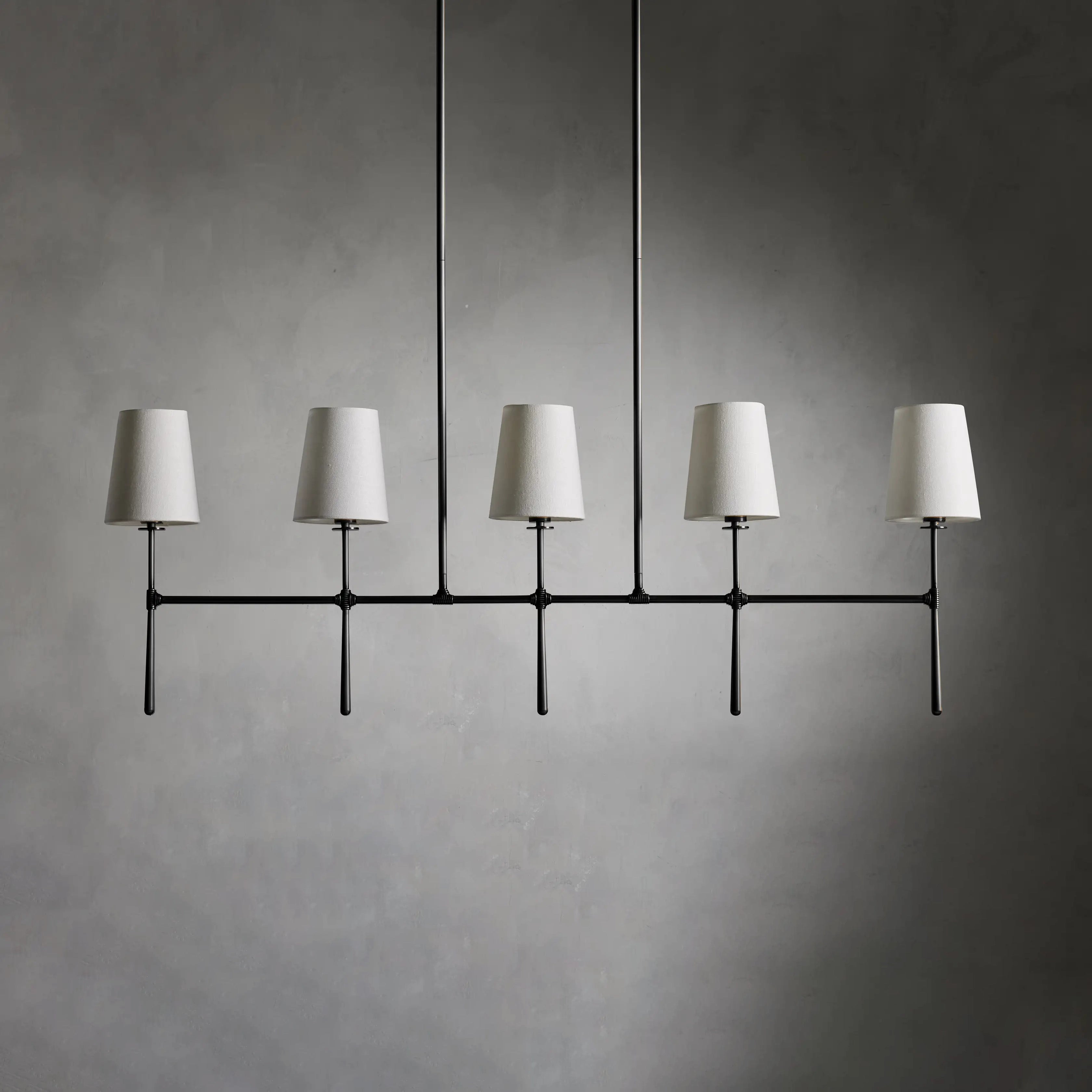 Modern Rhodes Linear Chandelier - Sleek 6-Light LED Pendant Lighting Fixture for Dining Room, Kitchen Island & Contemporary Home Decor | Dimmable, Gold Finish, Easy Installation