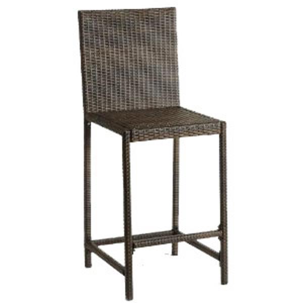Dark Brown Wicker Bar Height Patio Set - Indoor/Outdoor Armless Bistro Chairs & Table for Backyard, Balcony or Cafe Dining | Weather-Resistant Rattan Furniture for Outdoor Entertaining