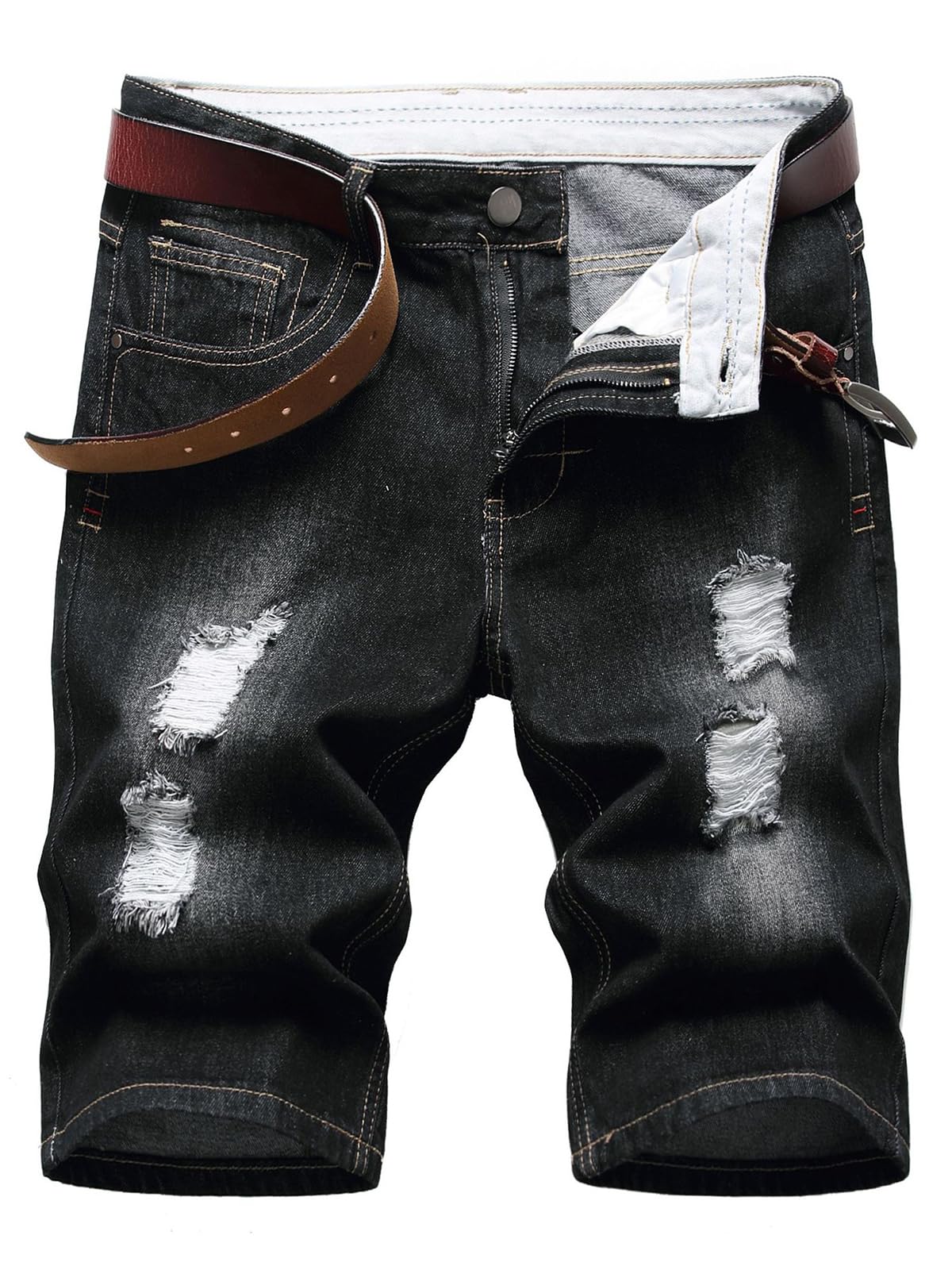 Litteking Men's Ripped Jean Shorts - Distressed Denim Shorts for Summer | Casual Stretch Denim Short Pants with Pockets | Perfect for Beach, Streetwear & Outdoor Activities