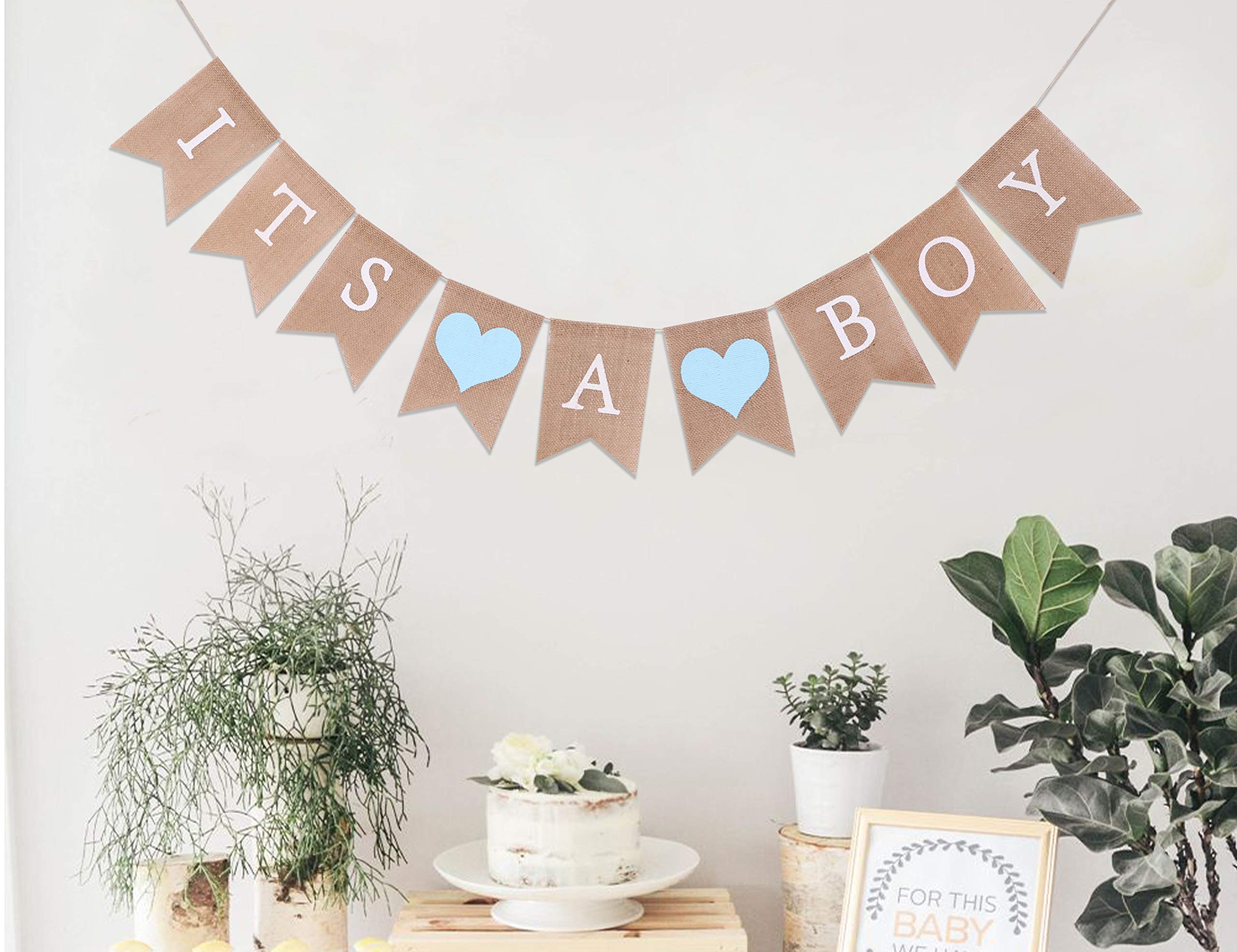 It's a Boy Burlap Banner - Baby Shower Decorations, Gender Reveal & Birthday Party Supplies for Boys - Perfect for Nursery, Photo Backdrops & Celebrations
