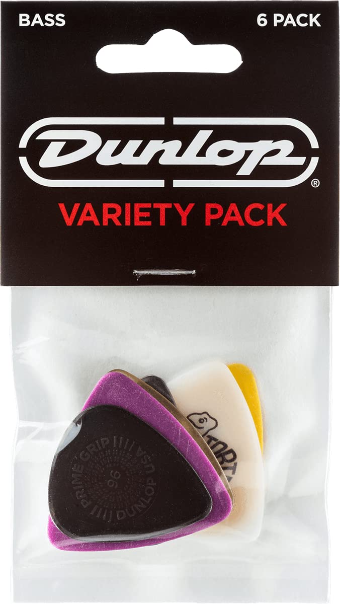 Dunlop Bass Variety Guitar Picks - 12-Pack Mixed Thickness Plectrums for Bass & Electric Guitar - Perfect for Rock, Jazz & Studio Recording